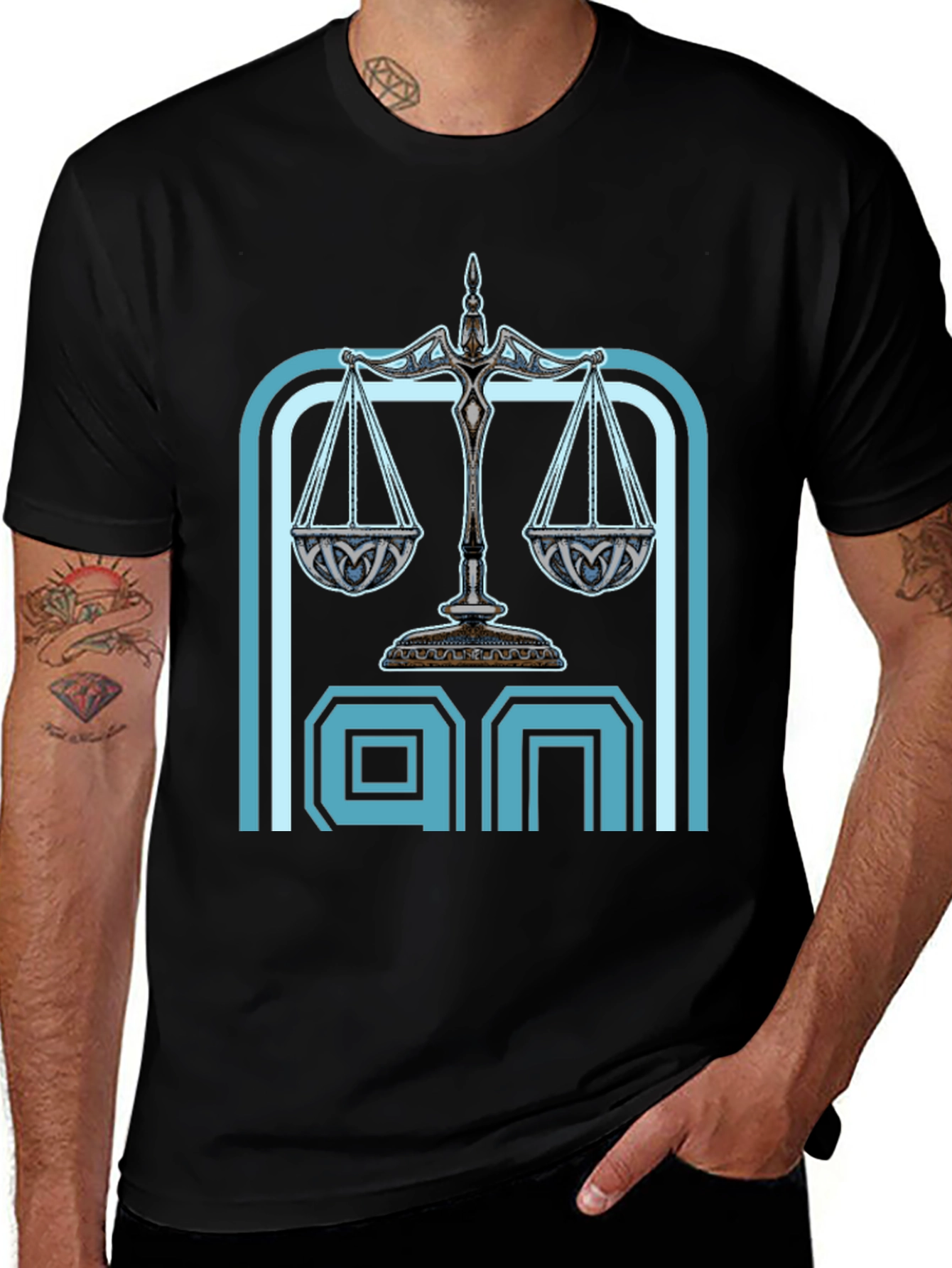 Scales of Justice Retro T-Shirt - Black