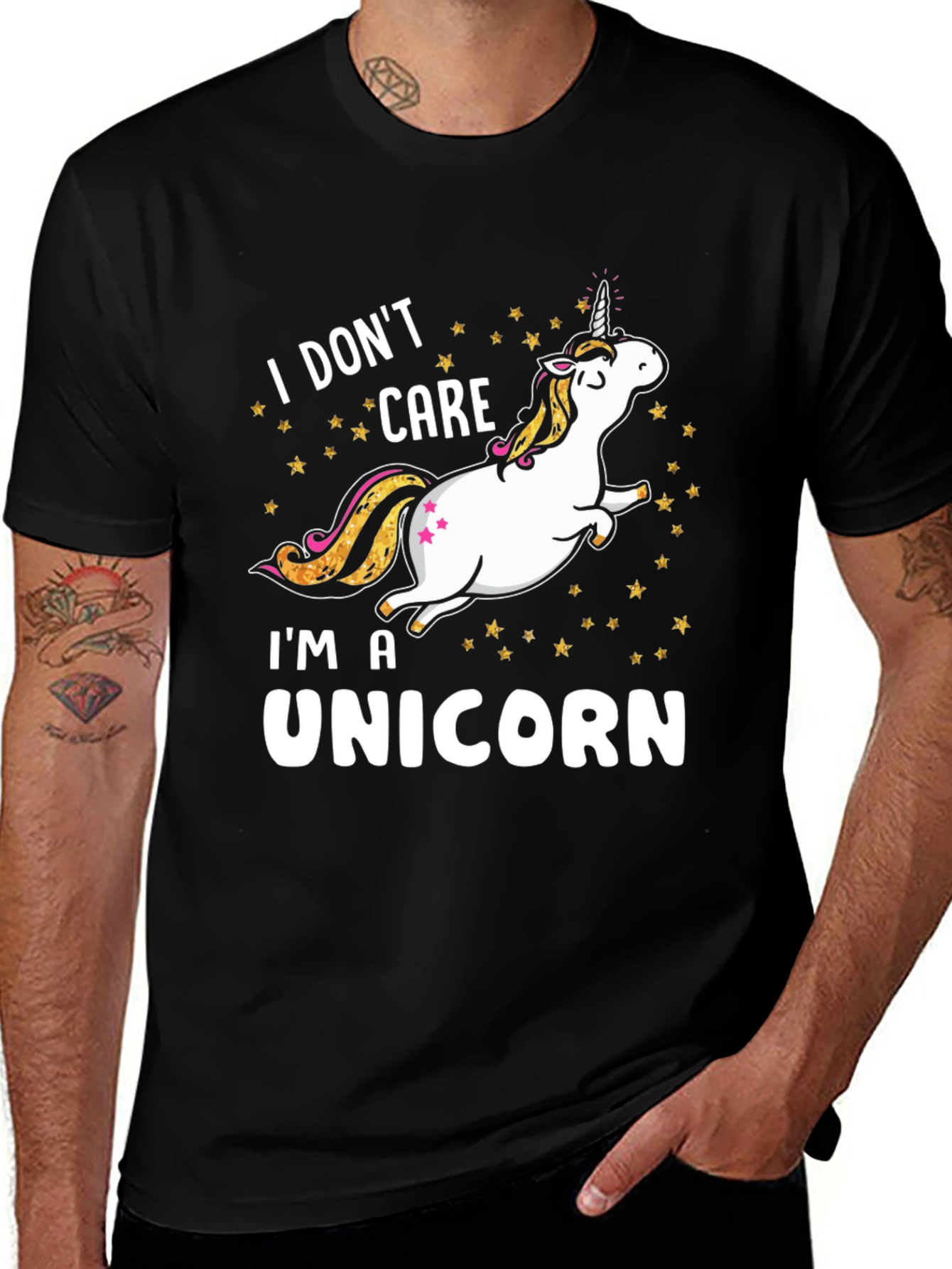 Black I Don't Care I'm A Unicorn T-Shirt main image