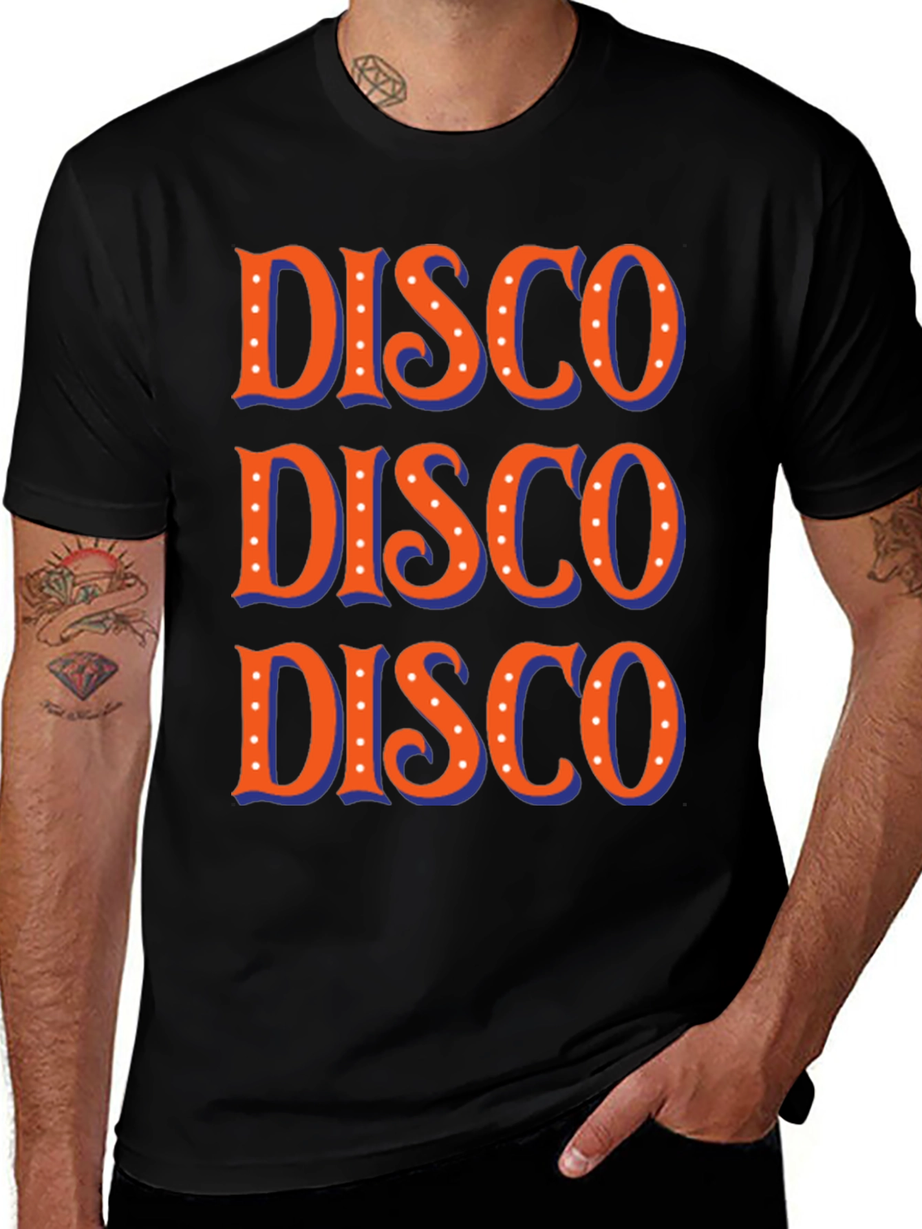 Variant 17 of Retro Disco T-Shirt - Orange and Blue Graphic Tee