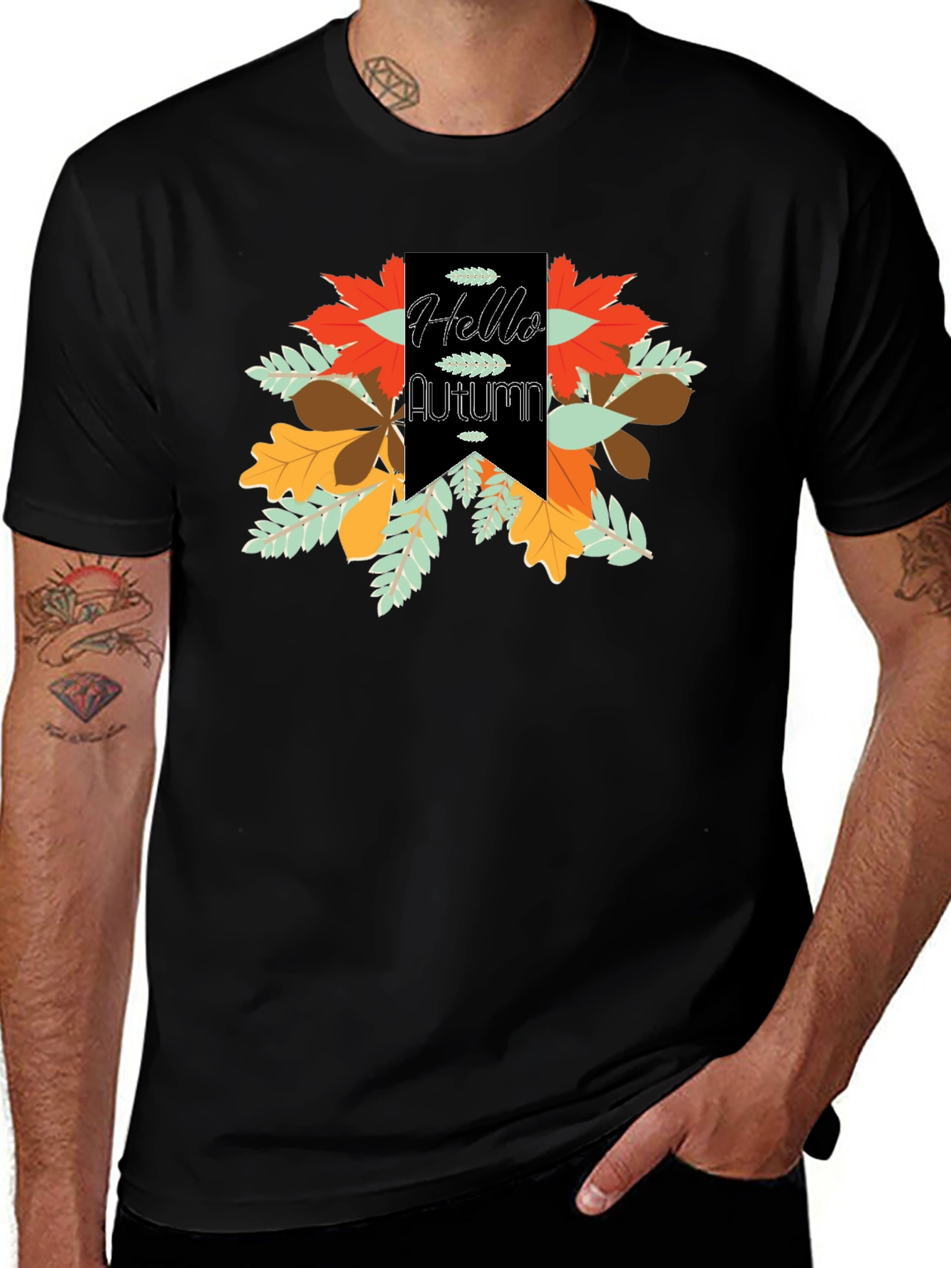 Variant 17 of Hello Autumn T-Shirt Fall Leaves Graphic Tee