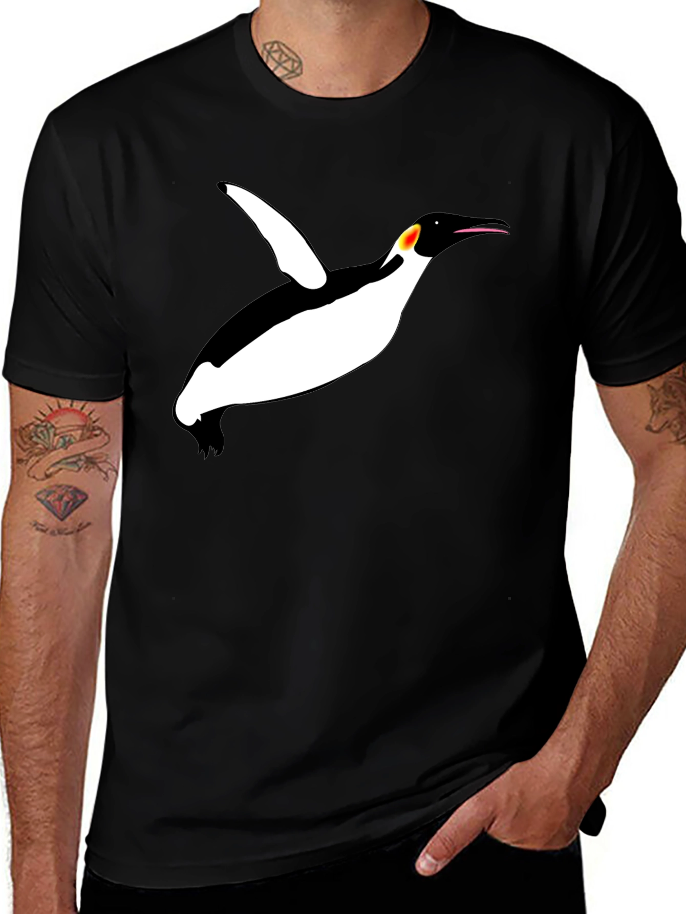 Variant 2 of Cool Penguin Graphic Black T-Shirt