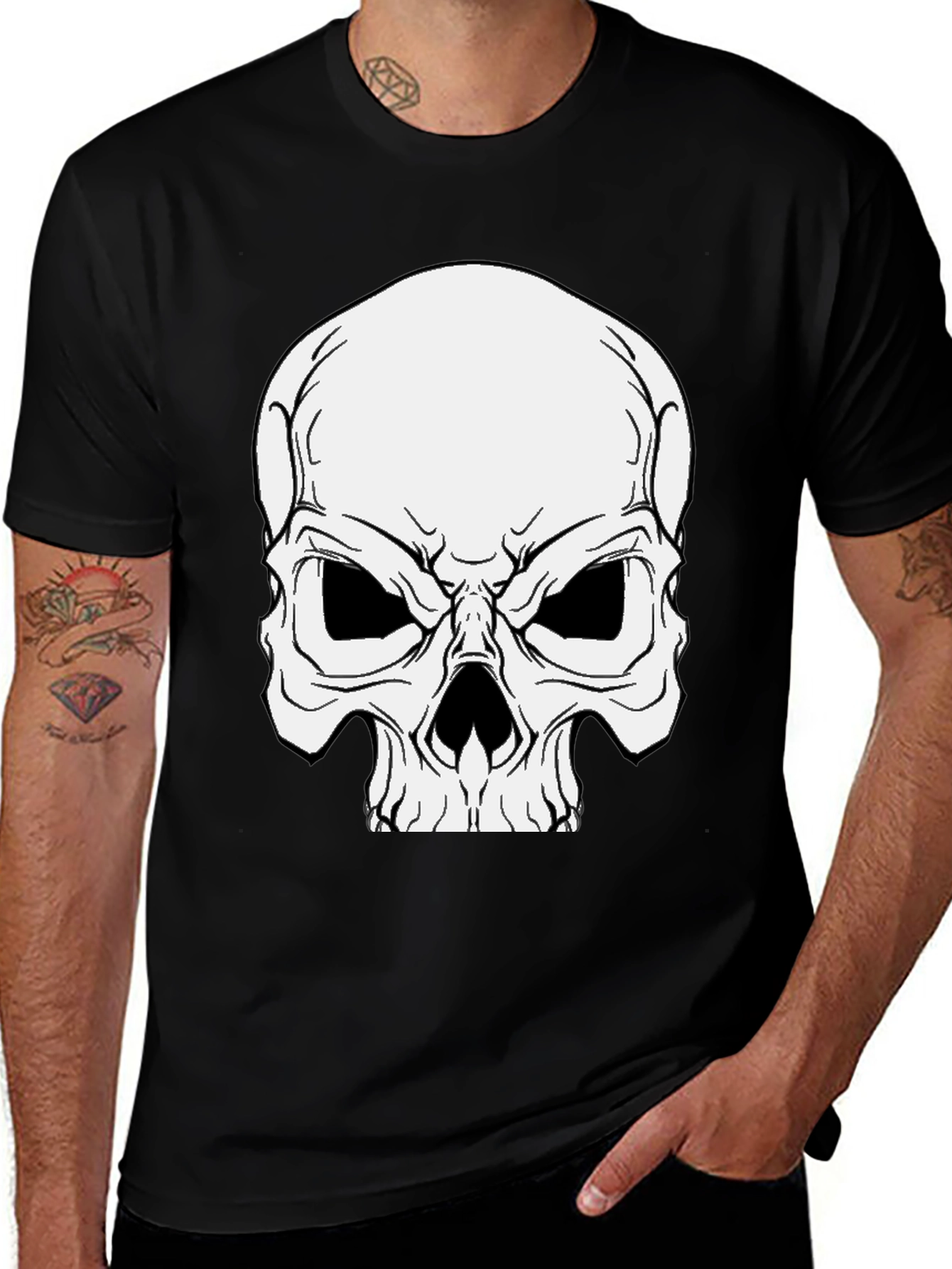 Variant 21 of Skull Graphic Tee - Black Cotton T-Shirt