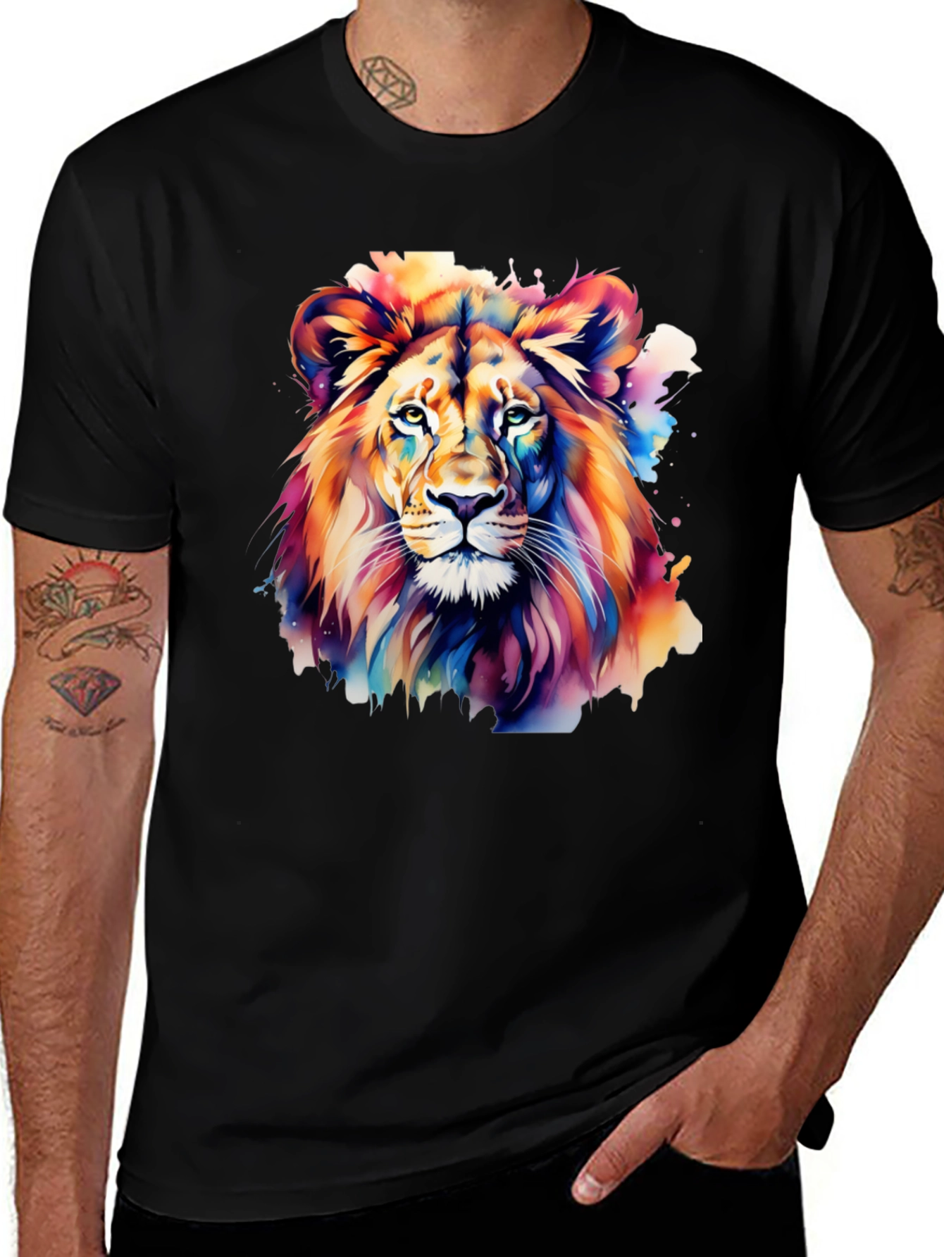 Variant 12 of Colorful Lion Graphic T-Shirt - Vivid Animal Print Tee
