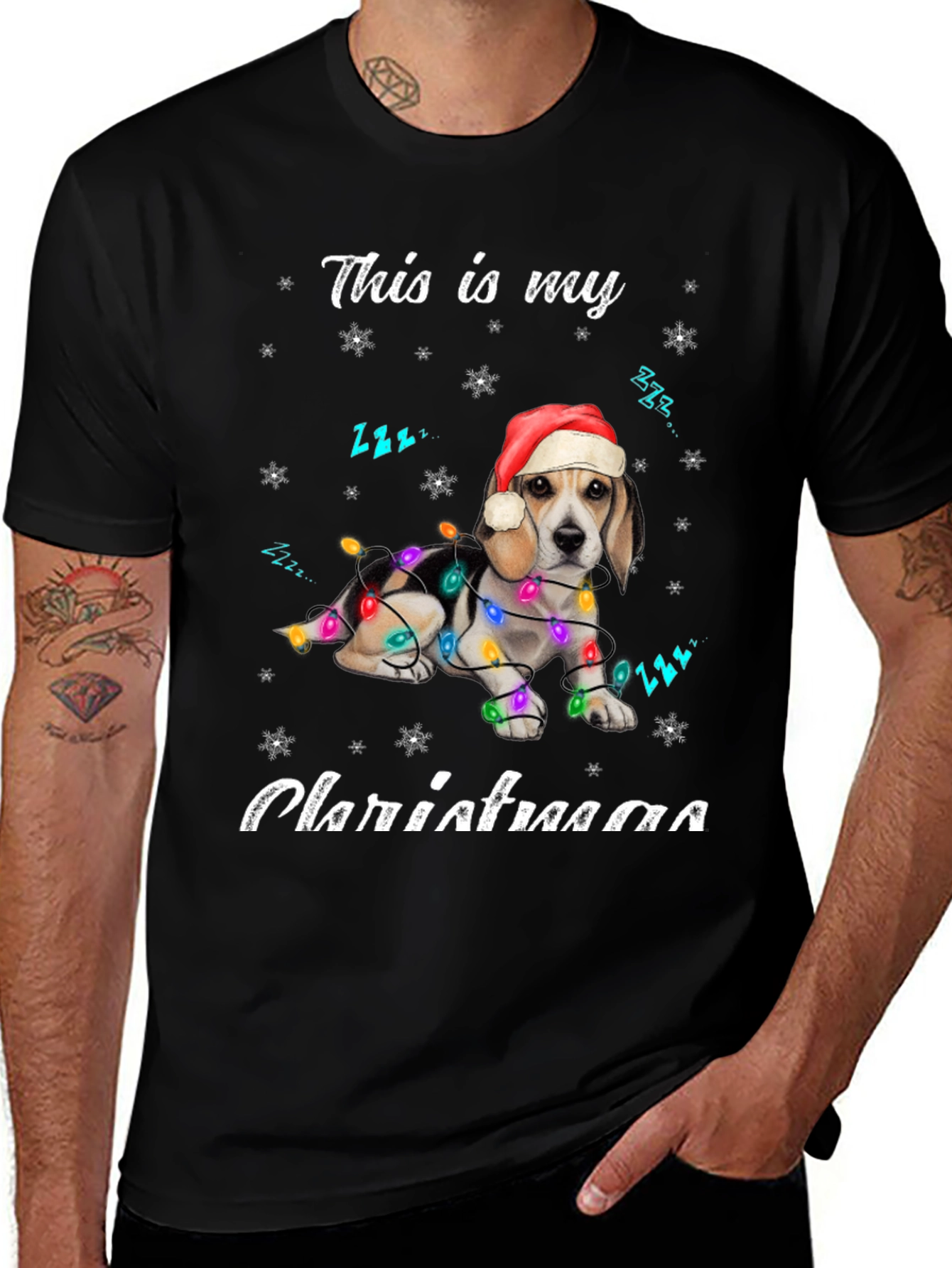 Variant 3 of Dog Christmas Lights Graphic Tee