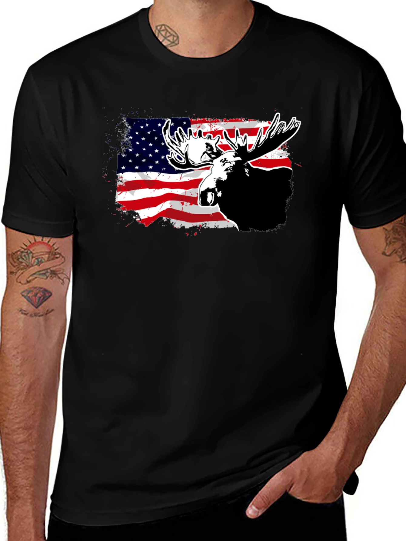 Variant 27 of American Flag Moose Graphic T-Shirt