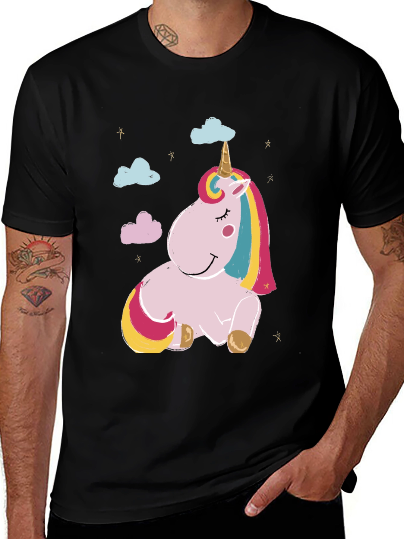 Variant 18 of Unicorn Graphic Tee - Black Cotton Casual T-Shirt