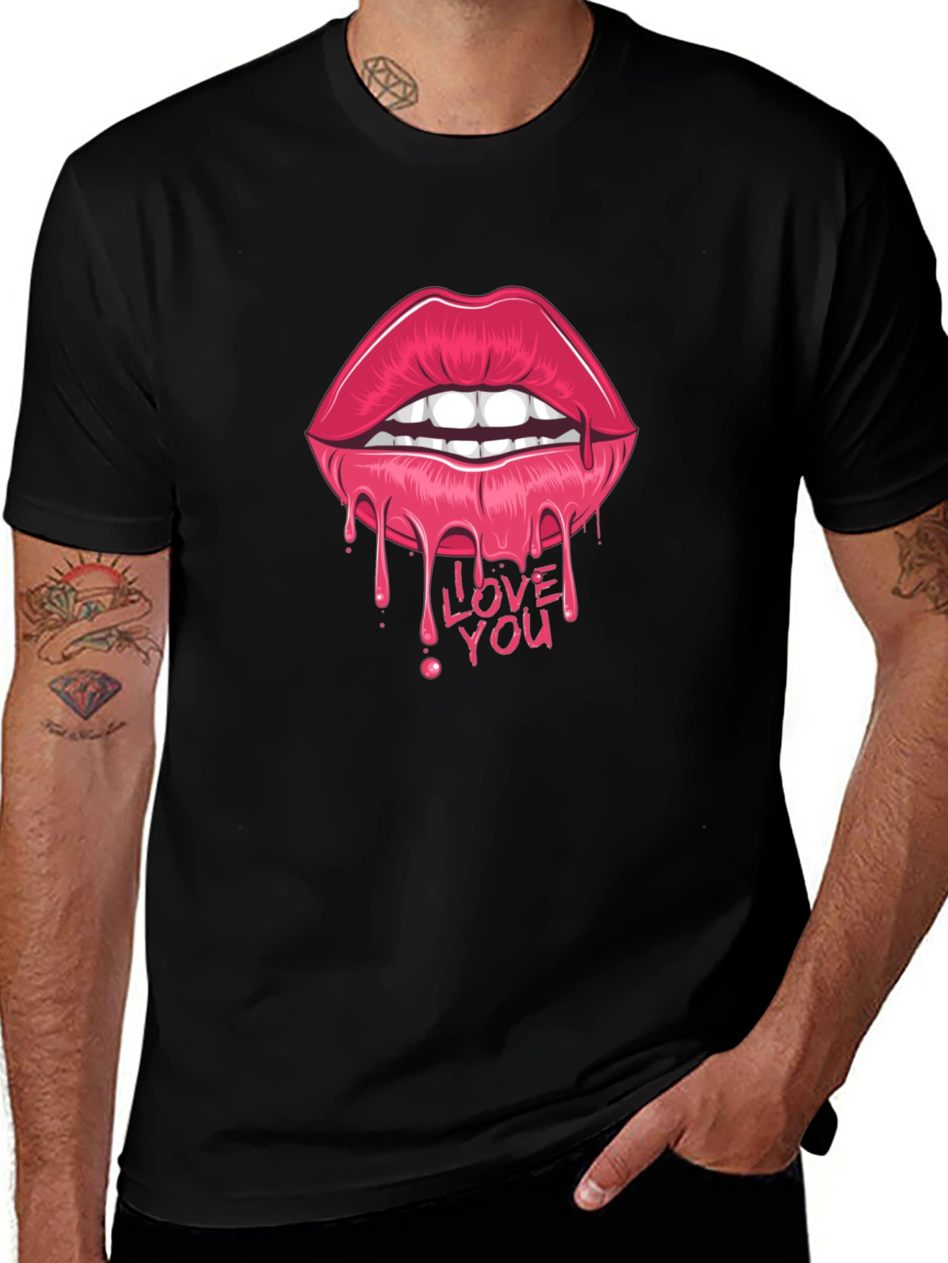 Variant 22 of Love You Lips Graphic Tee - Black T-Shirt
