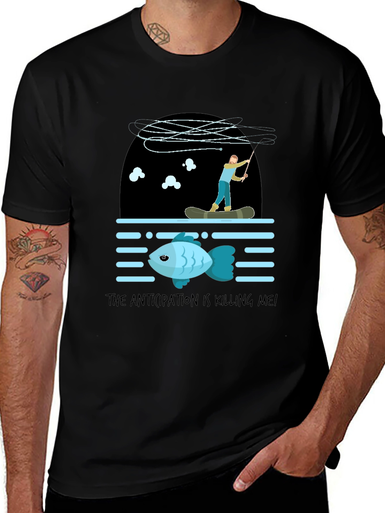 Variant 3 of Humorous Fishing T-Shirt: The Anticipation