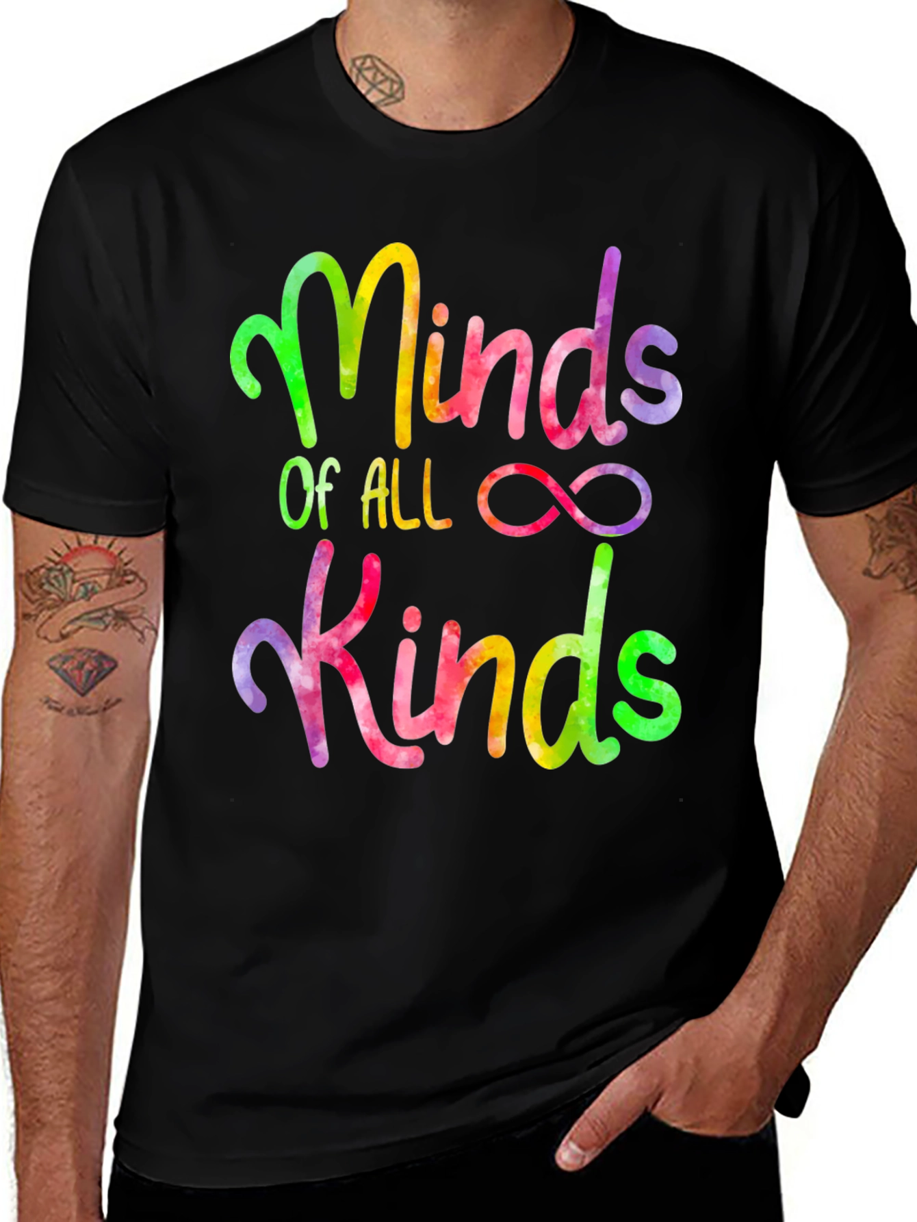 Variant 2 of Minds of All Kinds T-Shirt - Rainbow Infinity Symbol