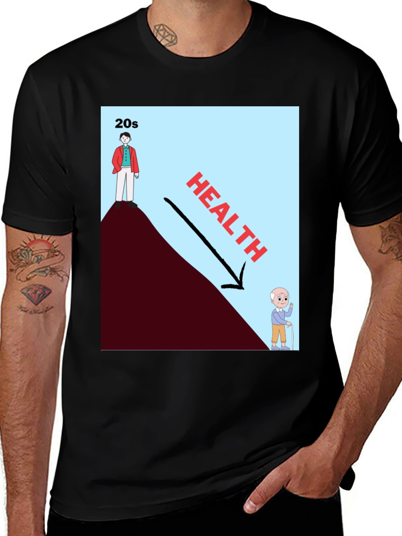 Variant 5 of Health Decline Graphic T-Shirt - Dark Humor Tee