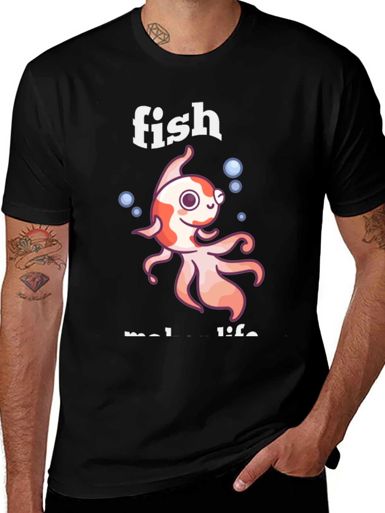 Variant 13 of Fish Makes Life Better Graphic Tee