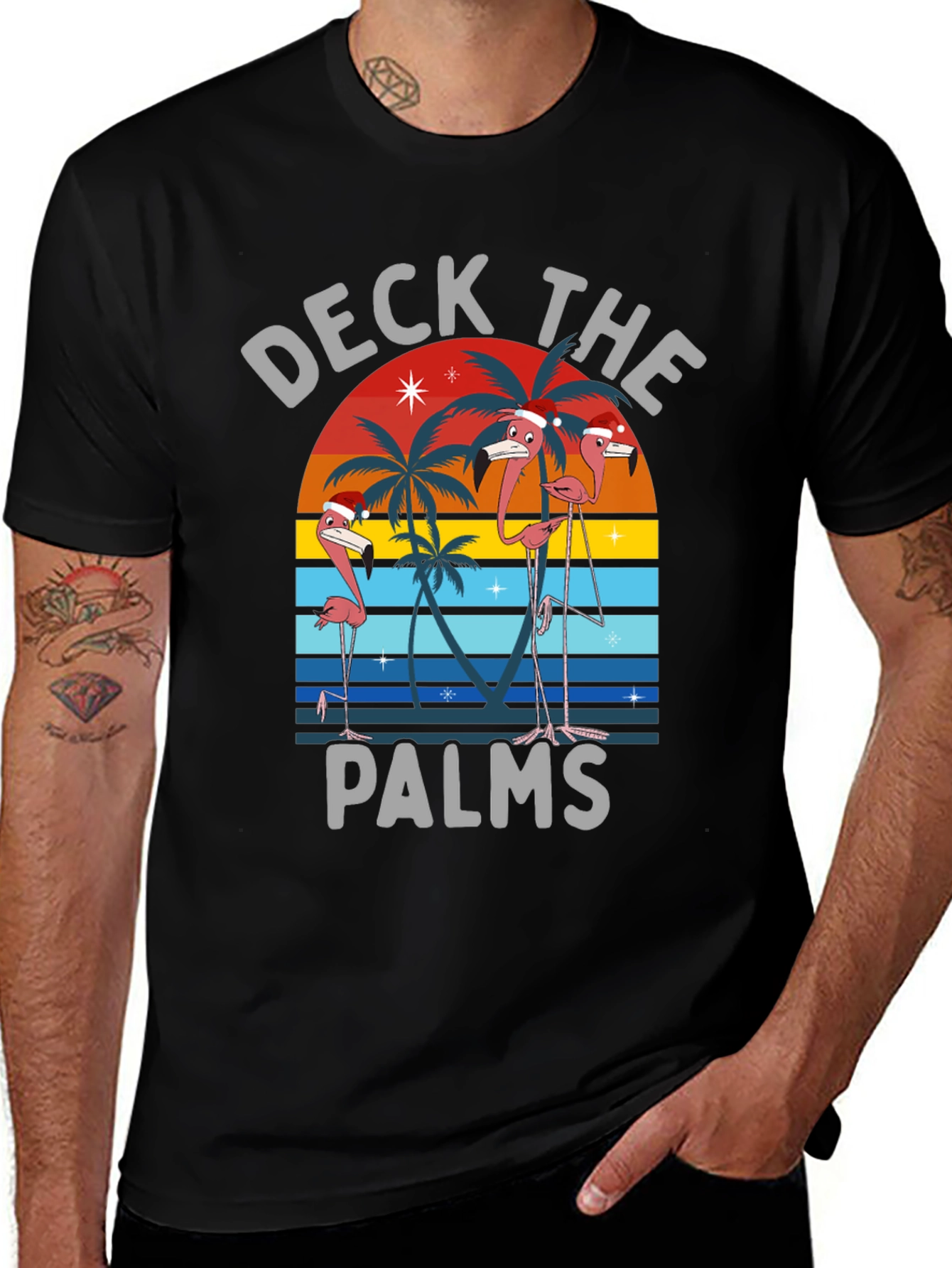 Variant 20 of Deck the Palms Flamingo Christmas T-Shirt
