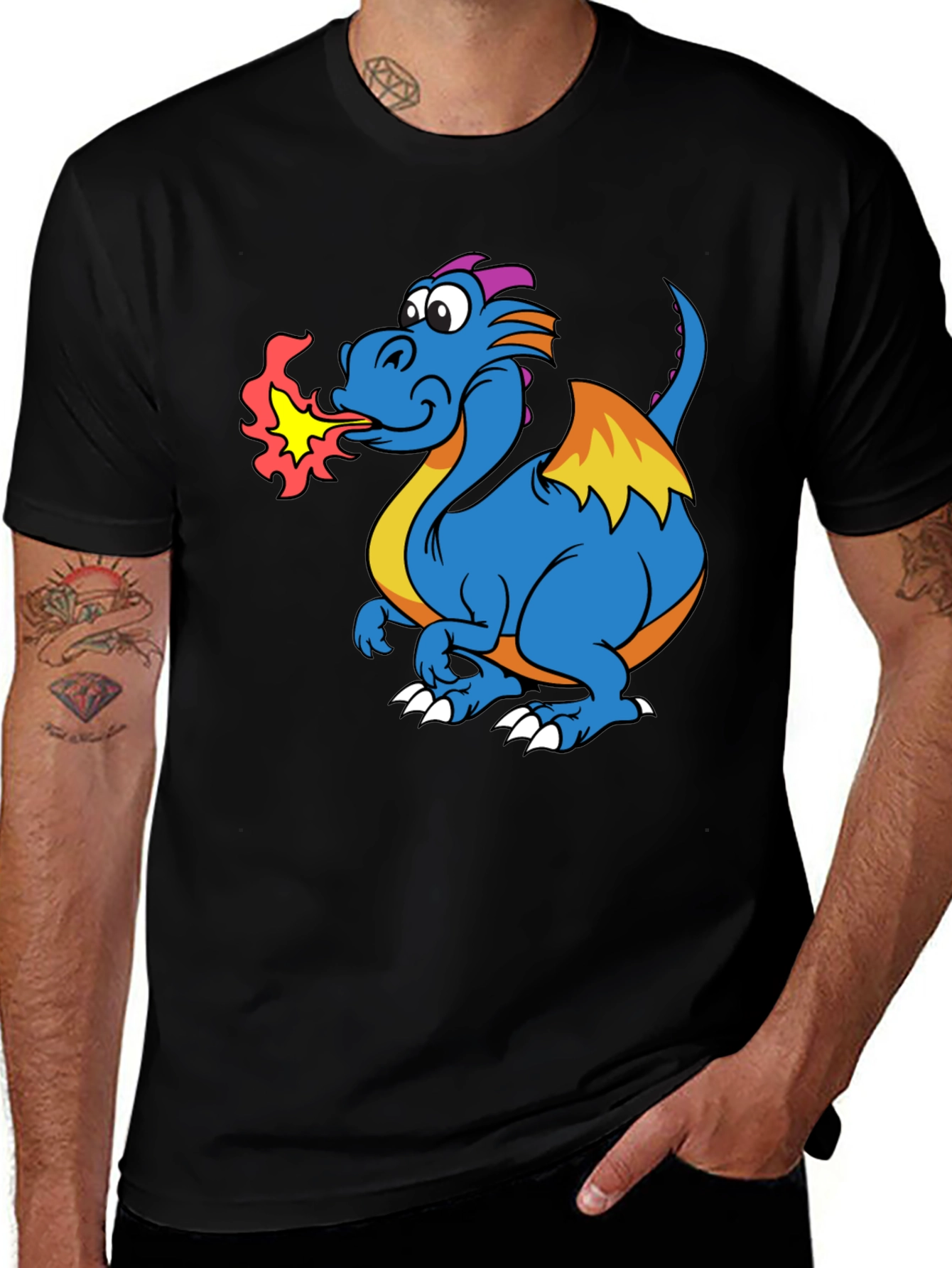 Variant 29 of Fire-Breathing Dragon Graphic T-Shirt - Black