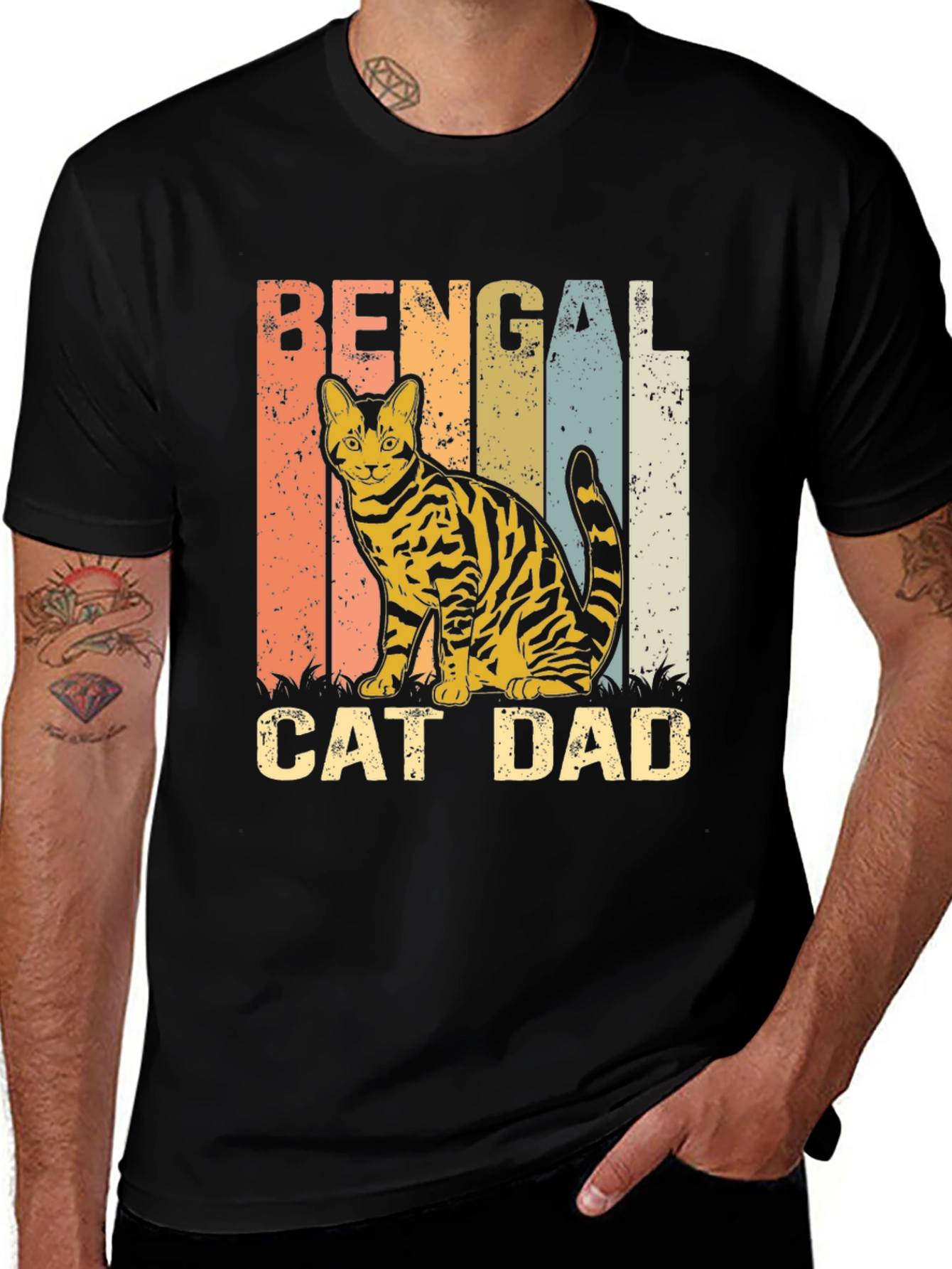 Bengal Cat Dad T-Shirt - Retro Style Graphic Tee