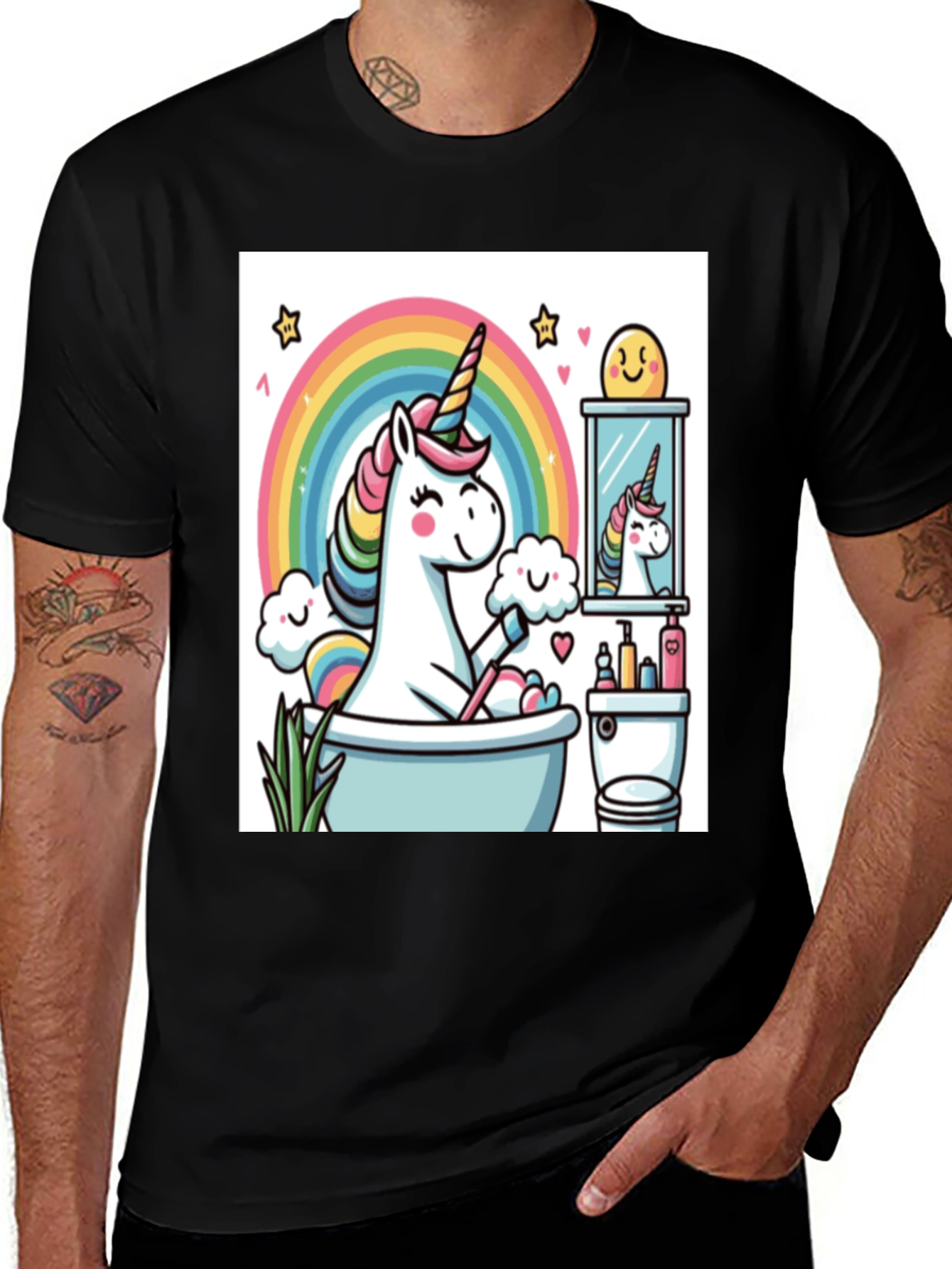 Variant 4 of Unicorn Bath T-Shirt - Cute Cartoon Style