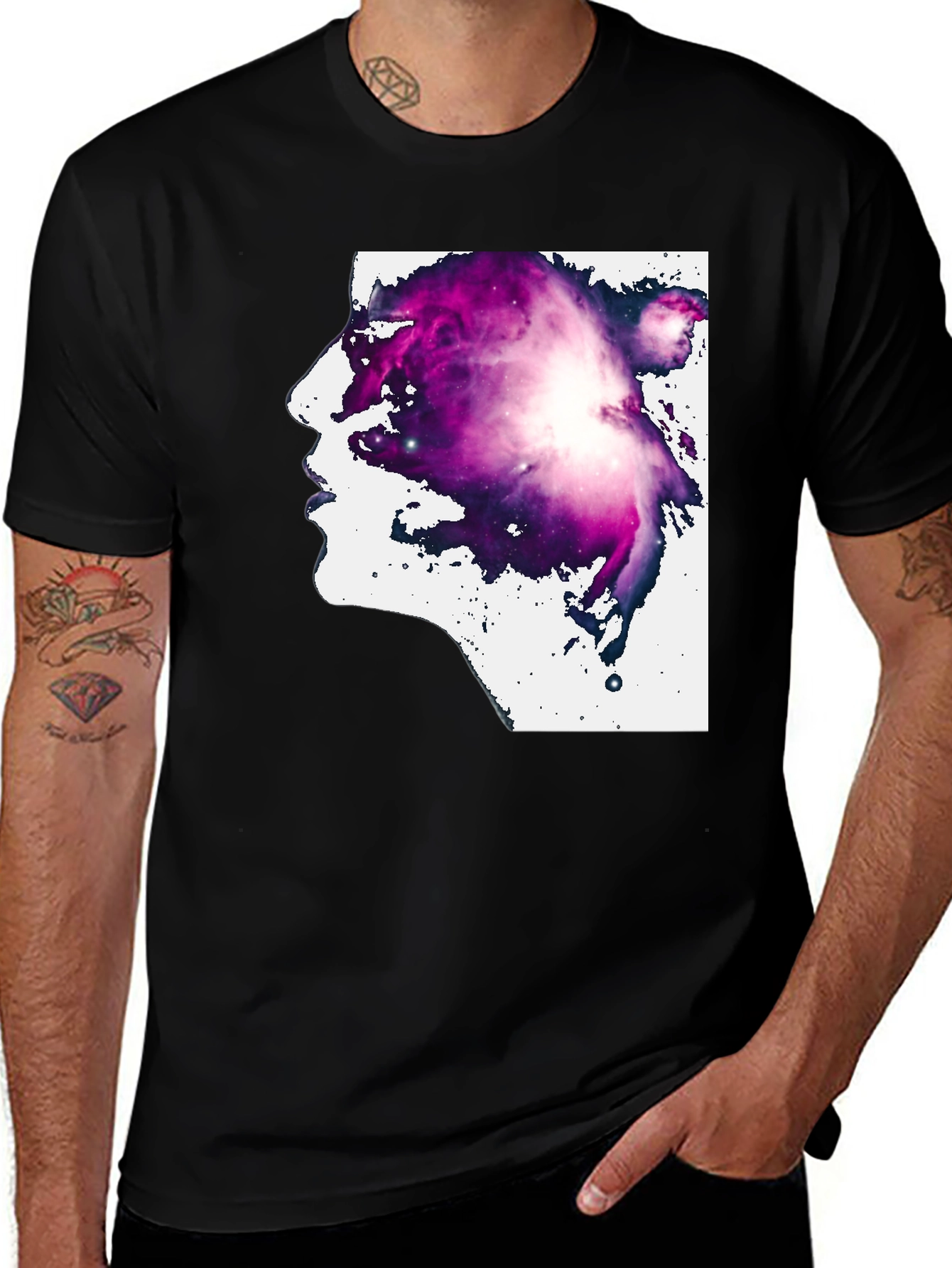 Variant 12 of Cosmic Silhouette T-Shirt - Galaxy Head Design