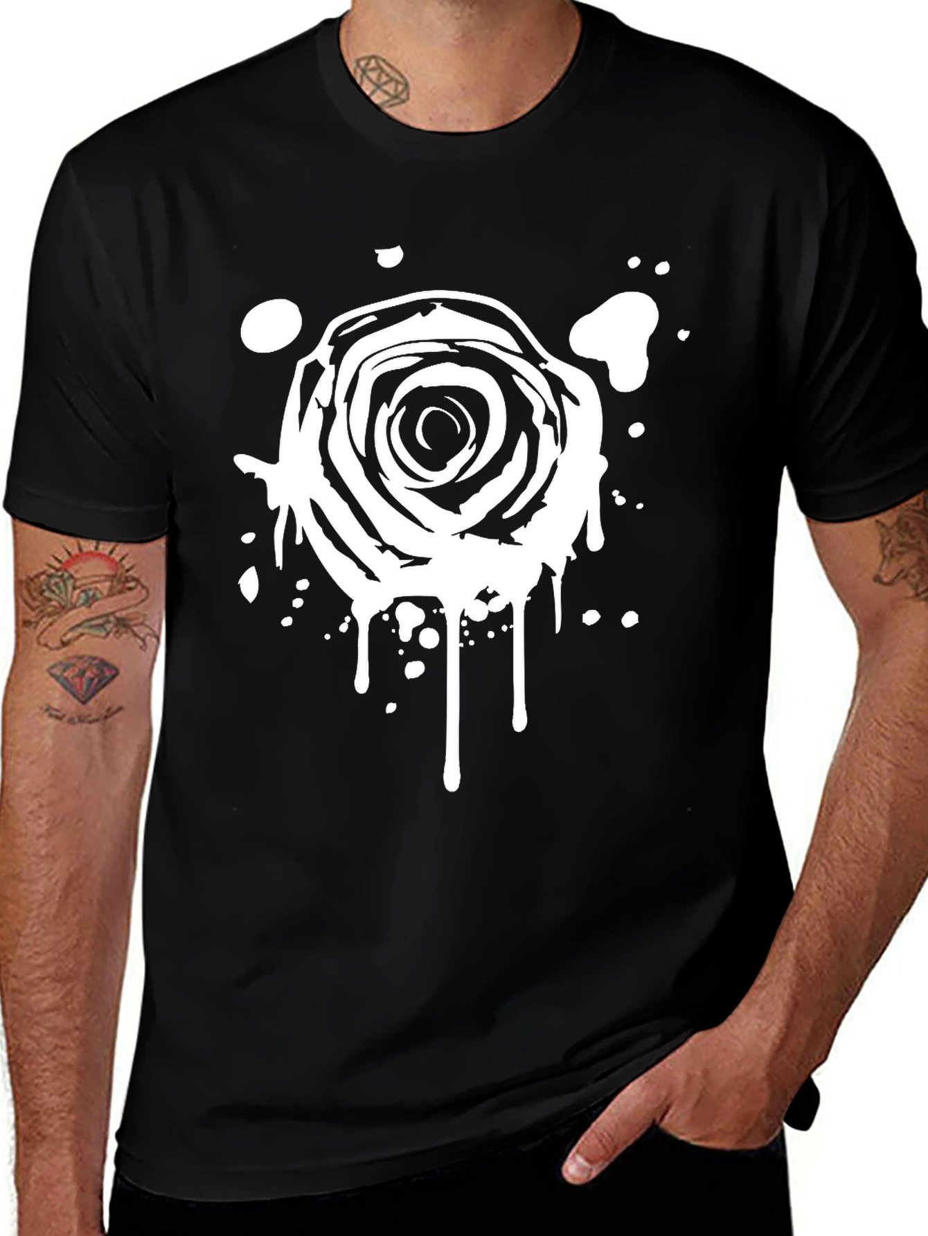 Variant 12 of Rose Graphic Black T-Shirt - Stylish Casual Wear