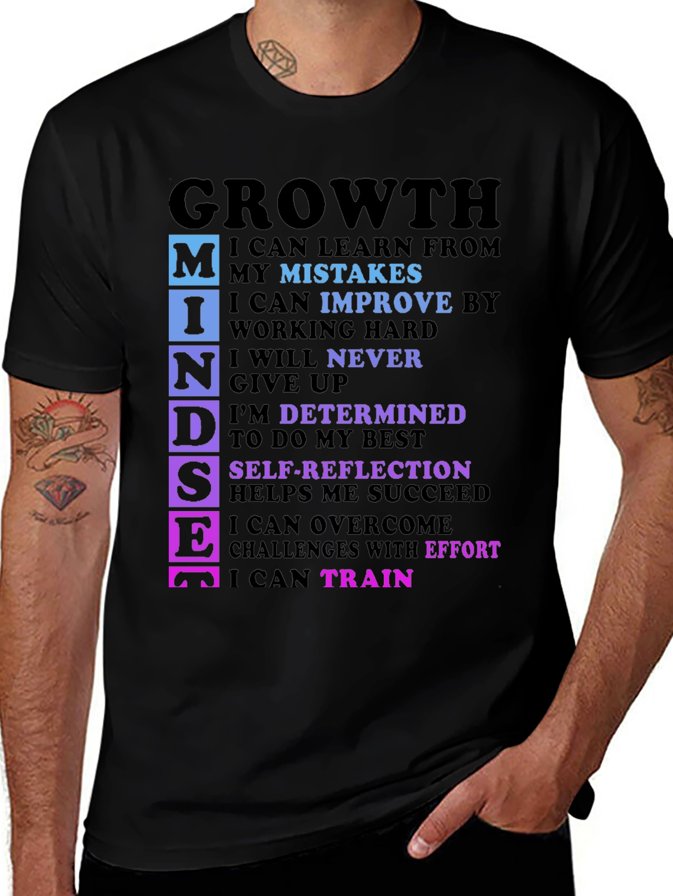 Growth Mindset Motivational Graphic T-Shirt