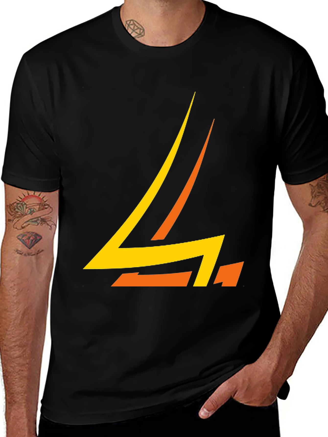 Variant 28 of Bold Graphic Tee - Yellow & Orange '4' Design