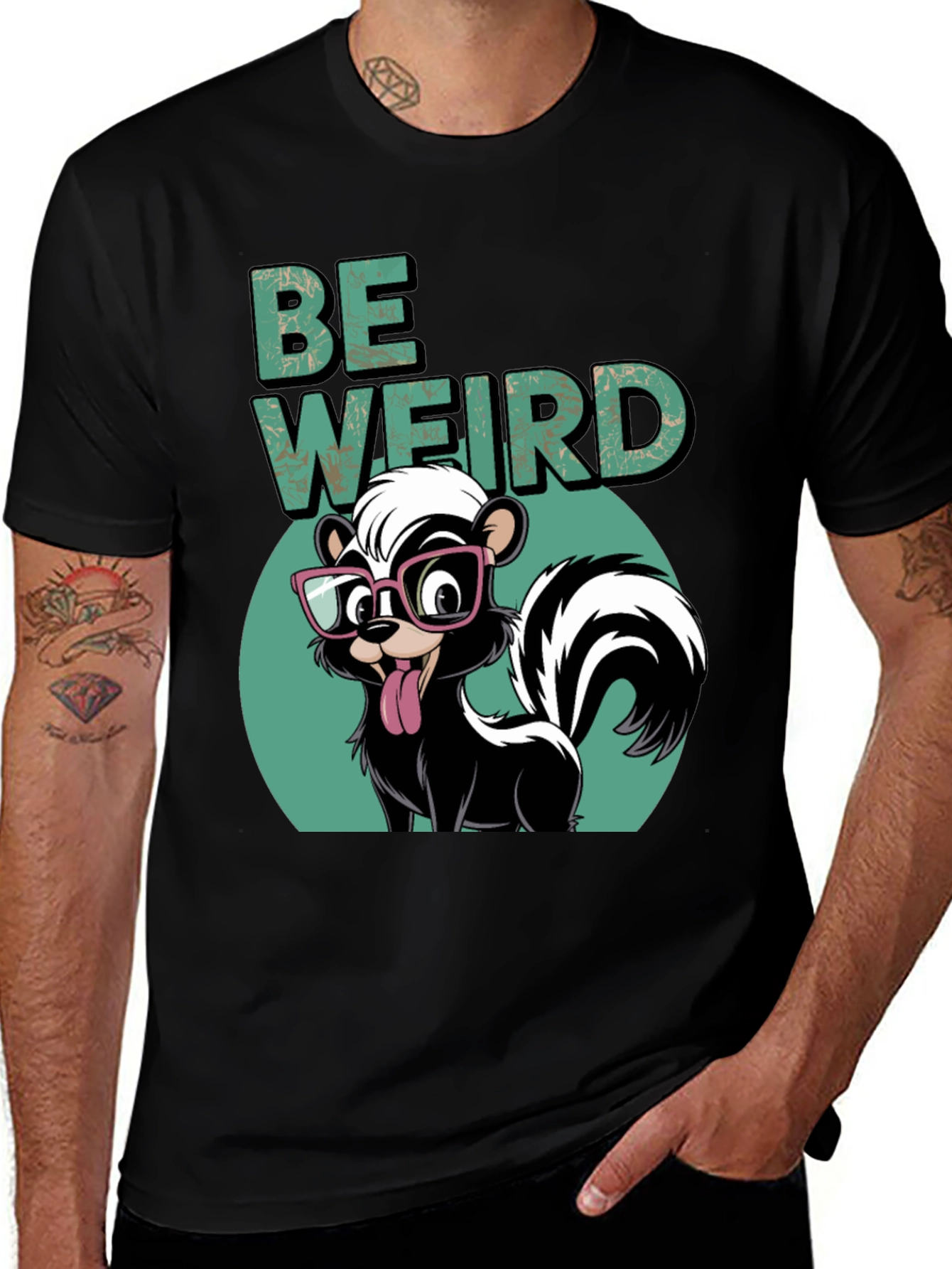 Be Weird Skunk Tee - Funny Animal Graphic T-Shirt