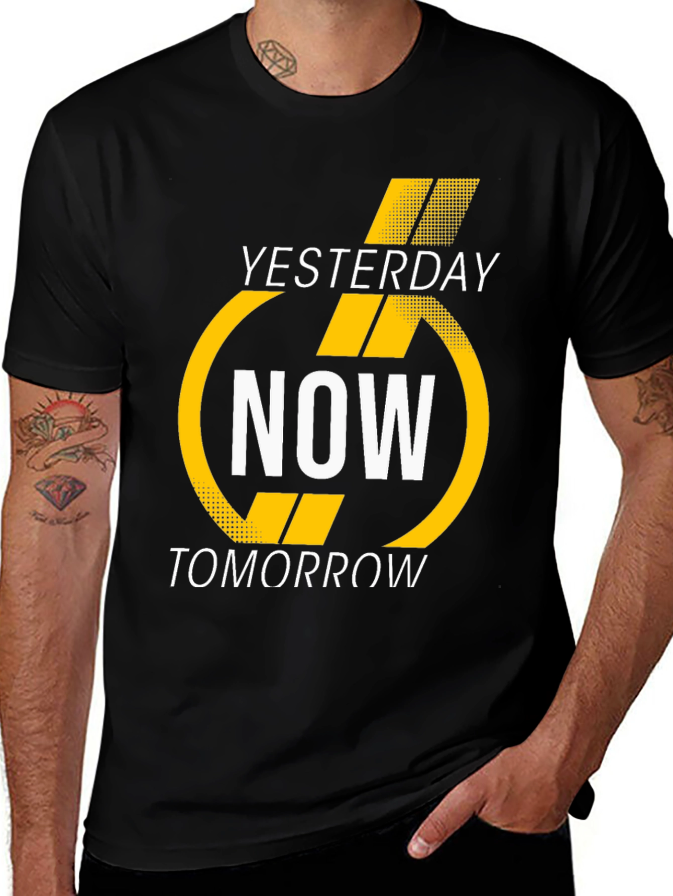 Variant 26 of Yesterday, Now, Tomorrow Graphic Tee - Modern Design