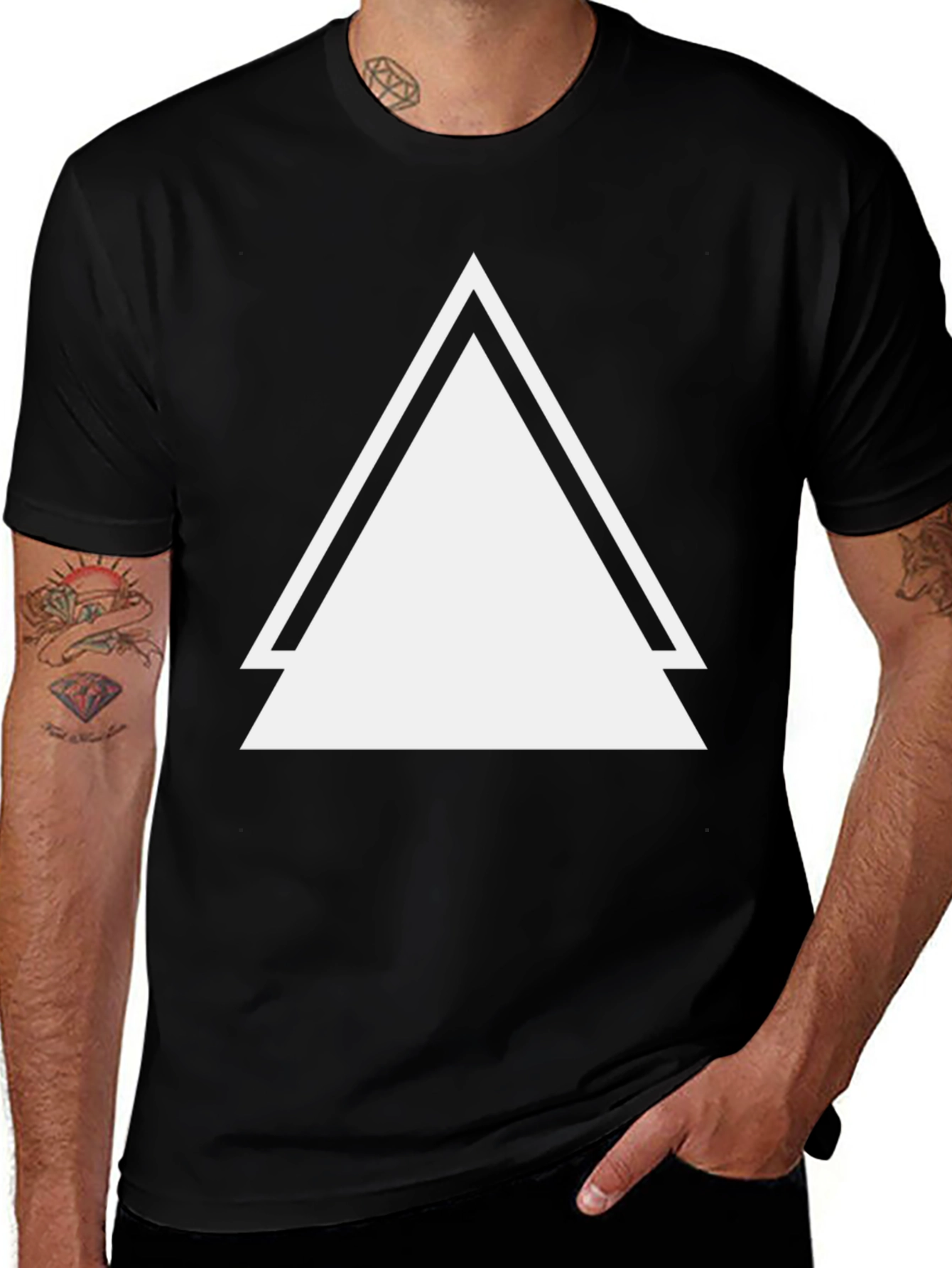 Variant 17 of Black T-Shirt with Bold Triangle Design