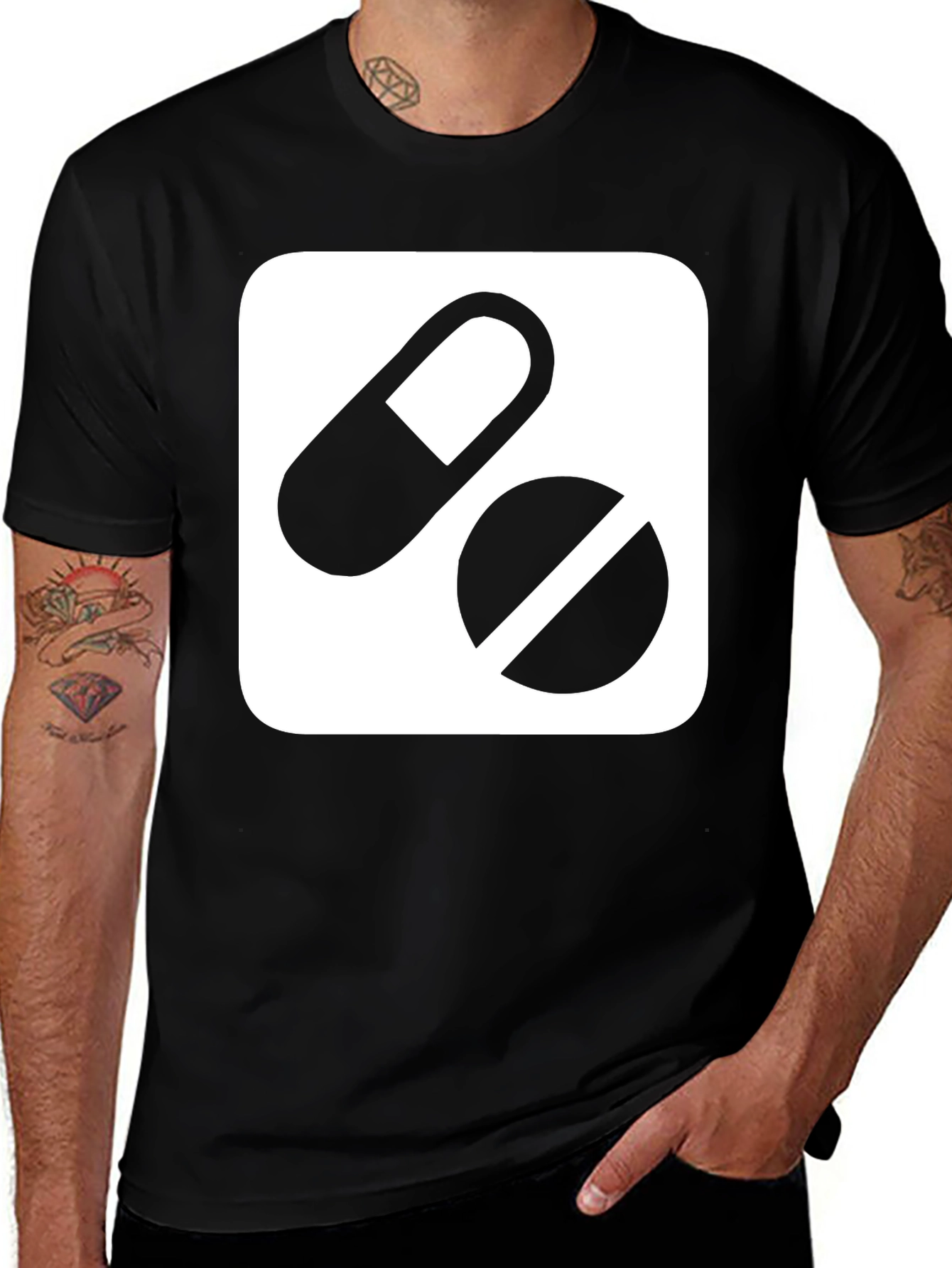 Variant 22 of Pills Graphic Tee - Black Cotton Casual Wear