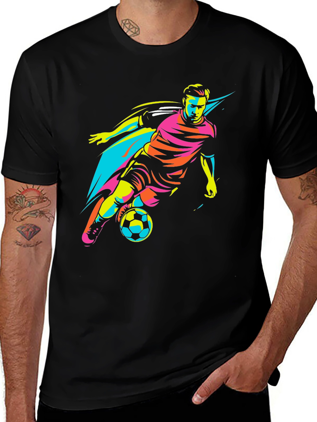 Variant 26 of Cool Soccer Player Graphic Tee - Black T-Shirt