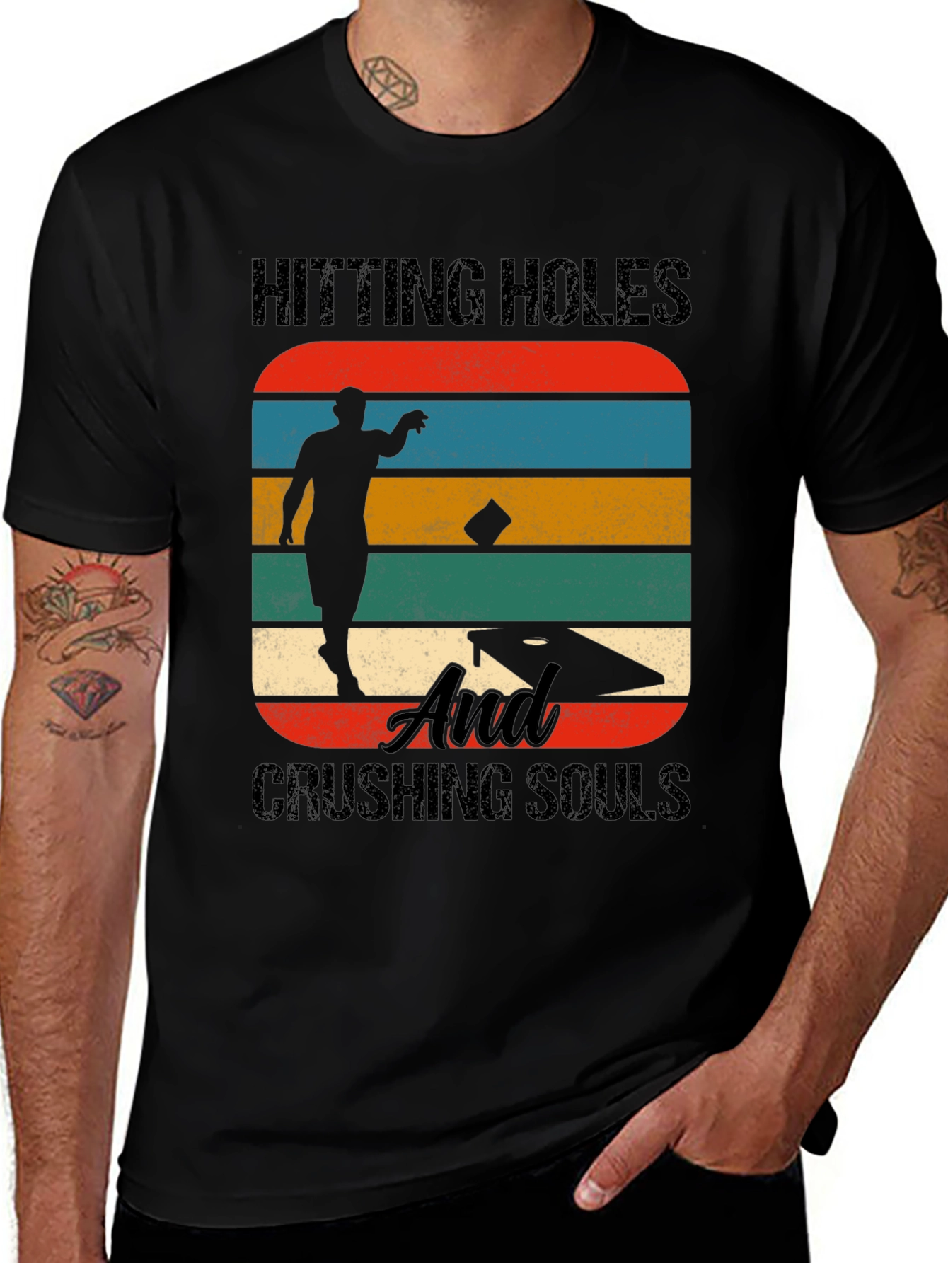 Variant 13 of Hitting Holes & Crushing Souls Cornhole T-Shirt