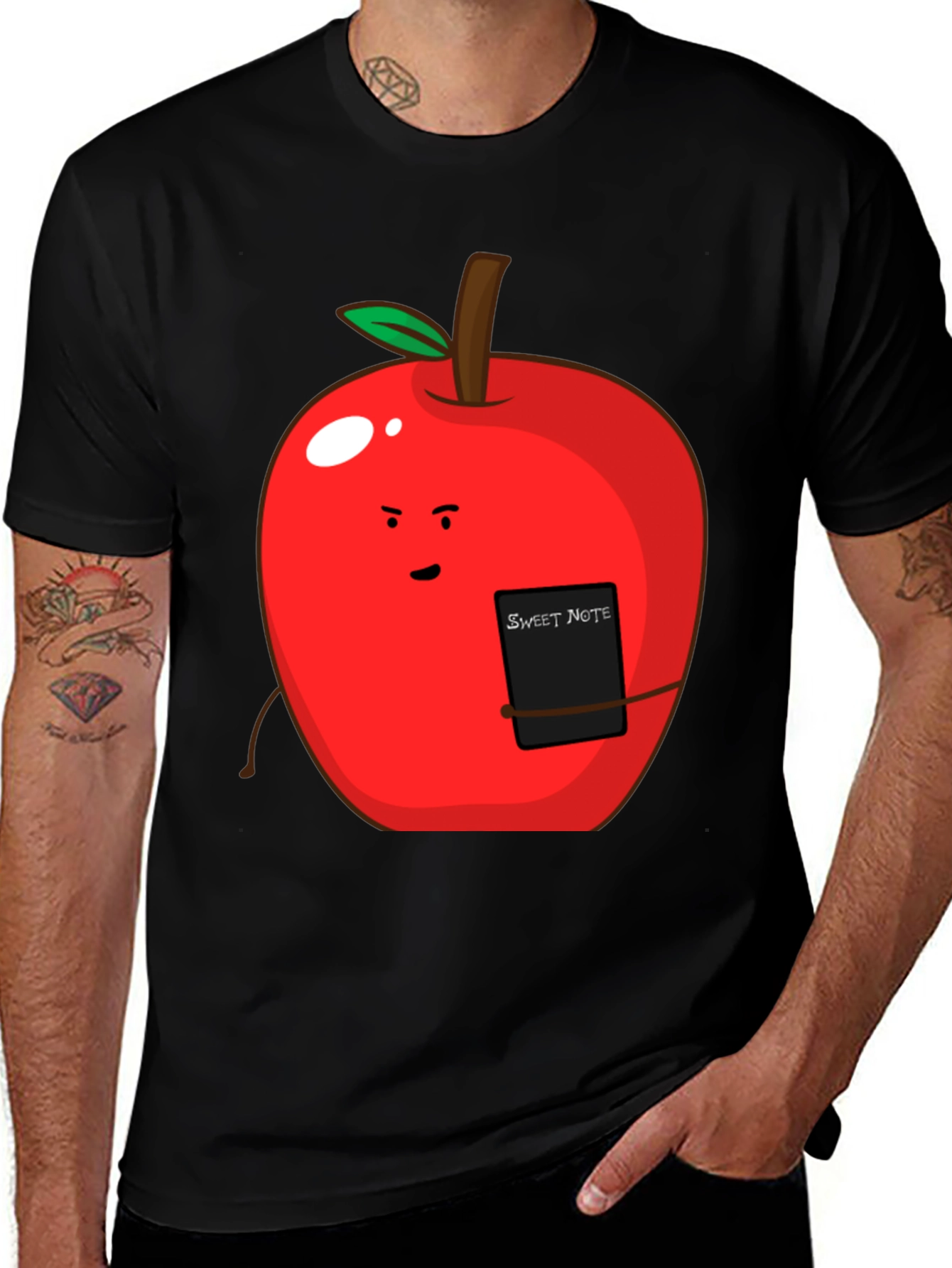 Variant 9 of Sweet Note Apple Graphic Tee - Novelty Fruit Shirt