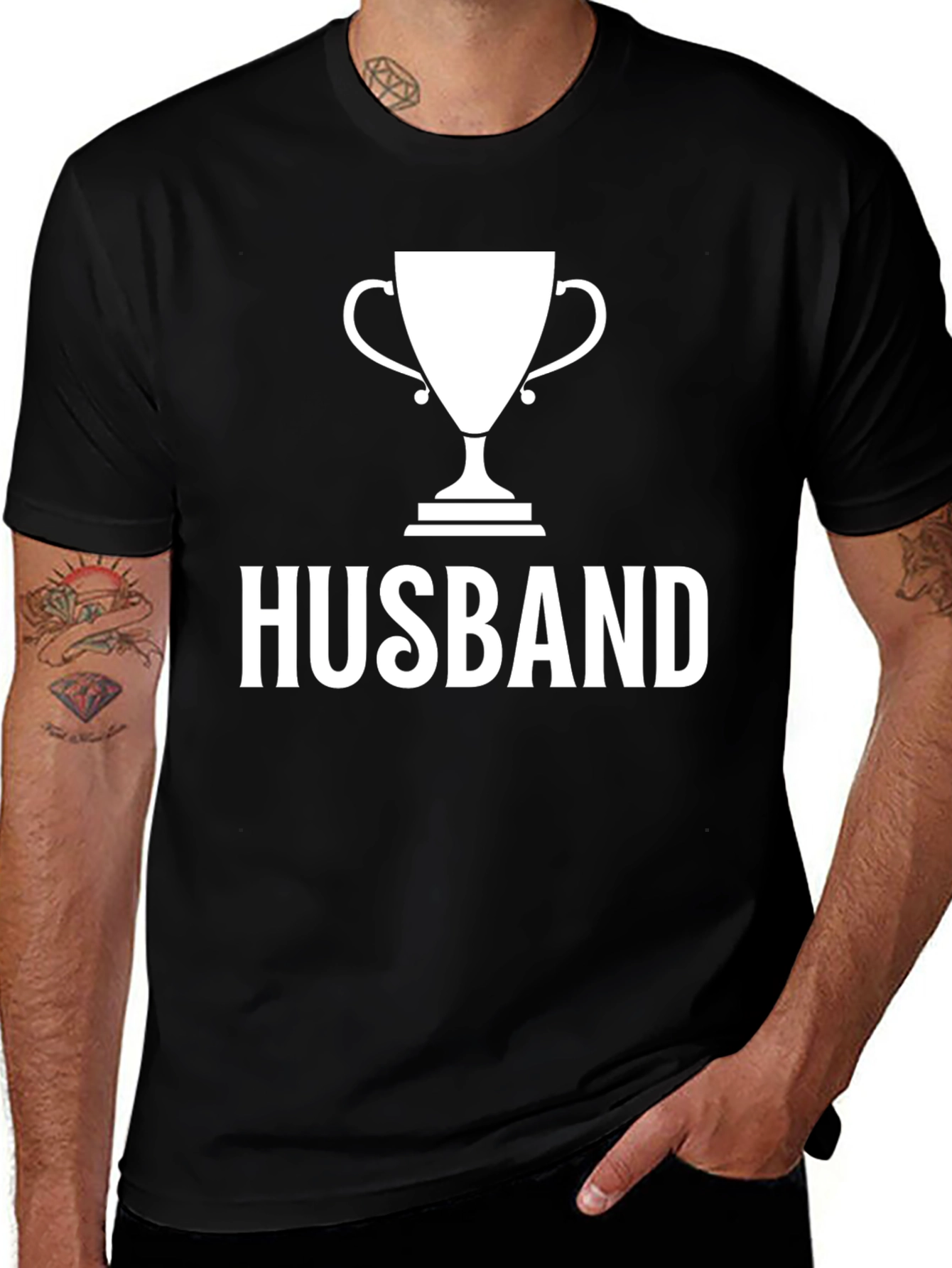 Variant 13 of Husband Trophy Graphic T-Shirt - Black