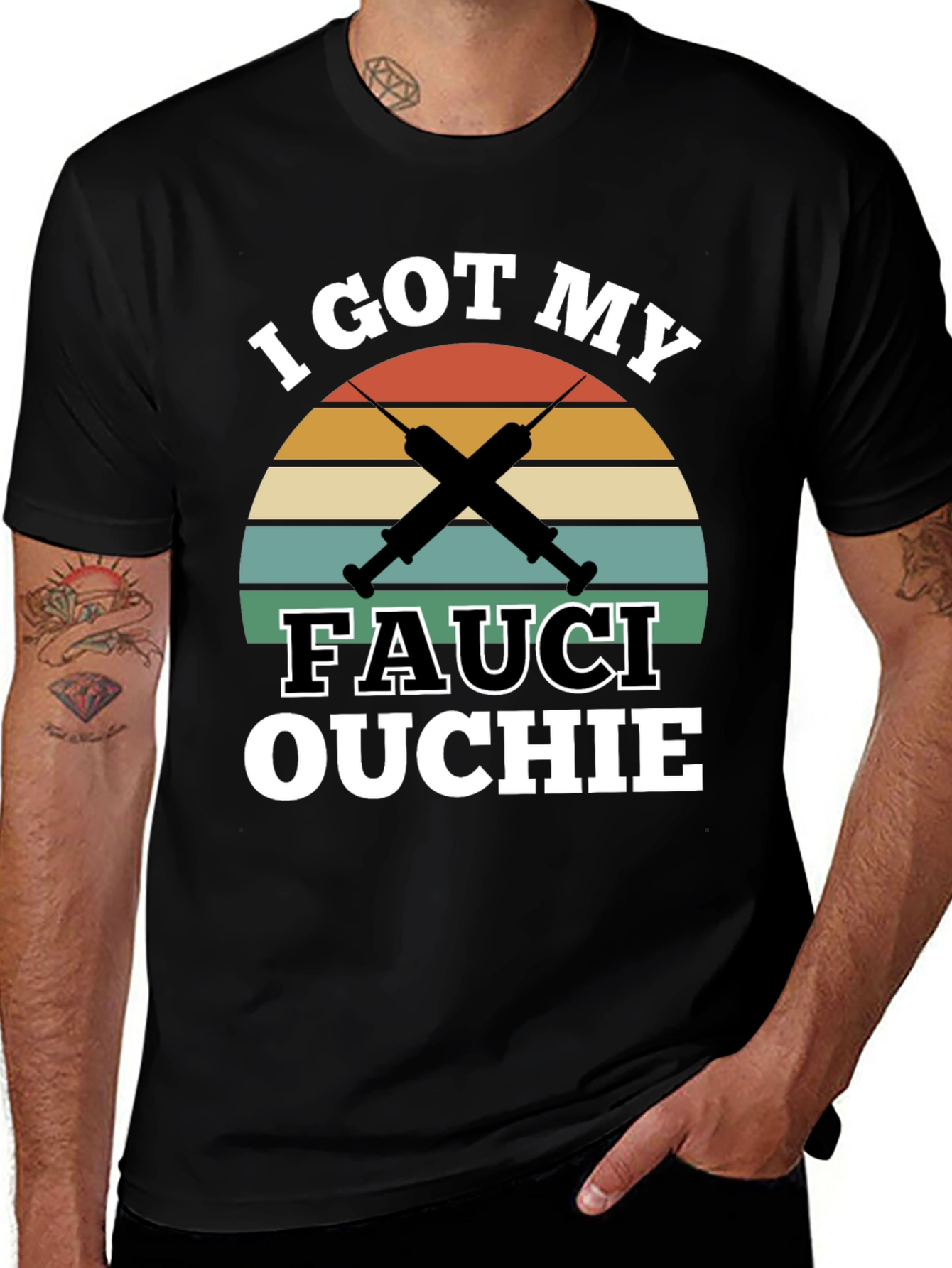 Variant 11 of I Got My Fauci Ouchie T-Shirt - Retro Vaccine Tee