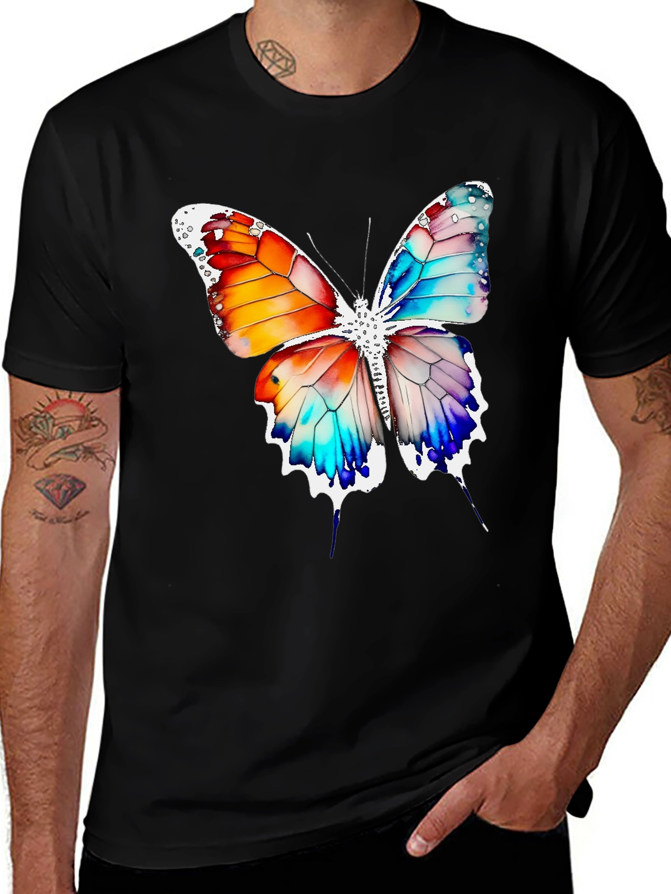 Variant 4 of Butterfly Graphic Print Crew Neck T-Shirt