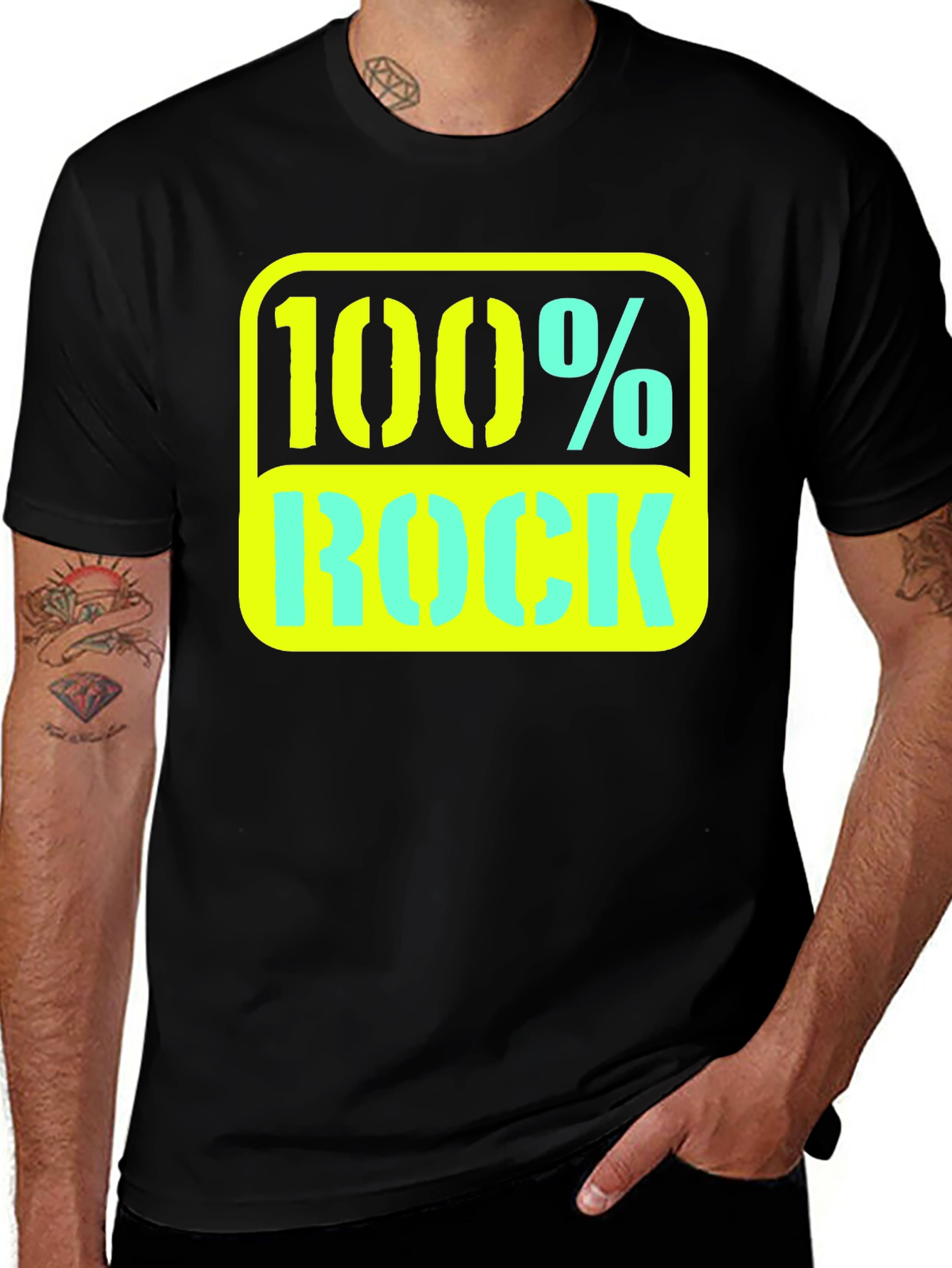 Variant 13 of 100% Rock Graphic Tee - Bold Style