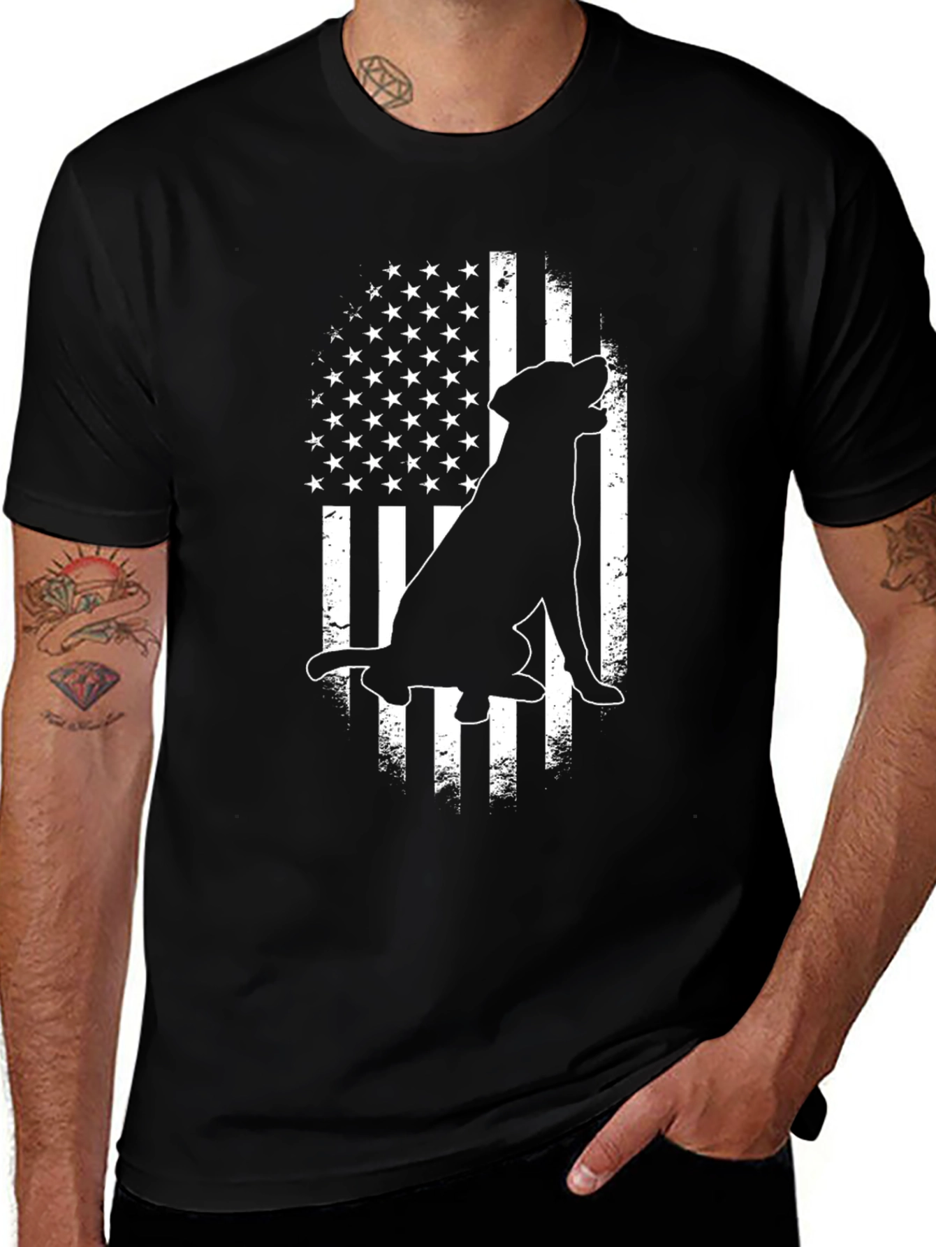 Variant 16 of Dog American Flag Graphic Tee
