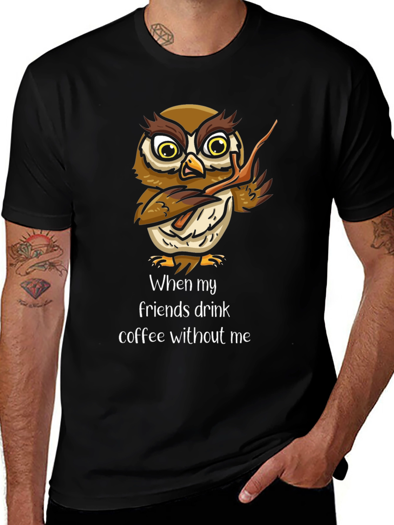 Variant 8 of Funny Owl Coffee T-Shirt