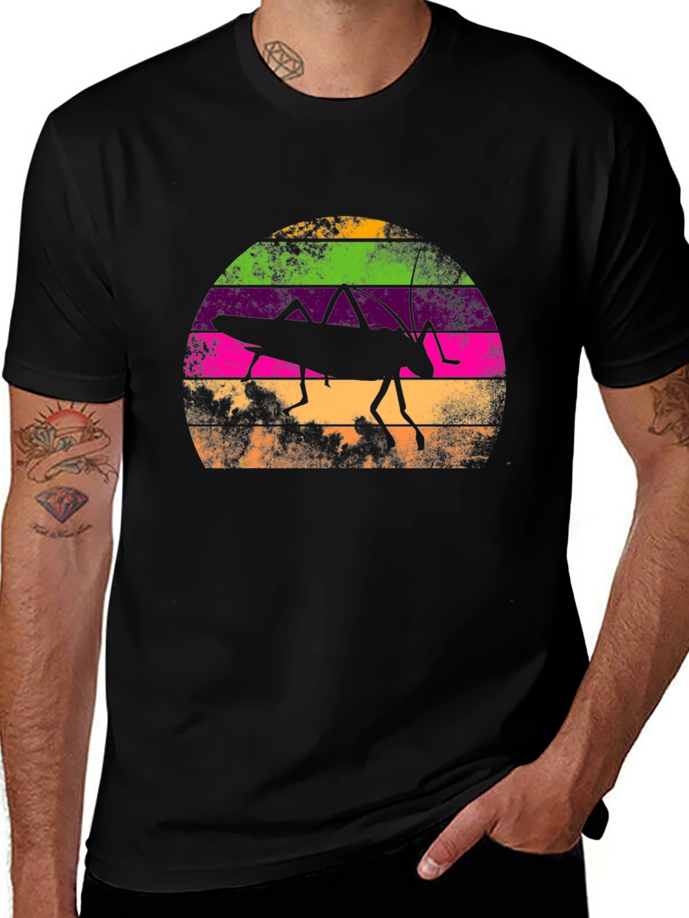 Retro Grasshopper Graphic T-Shirt - Vintage Style
