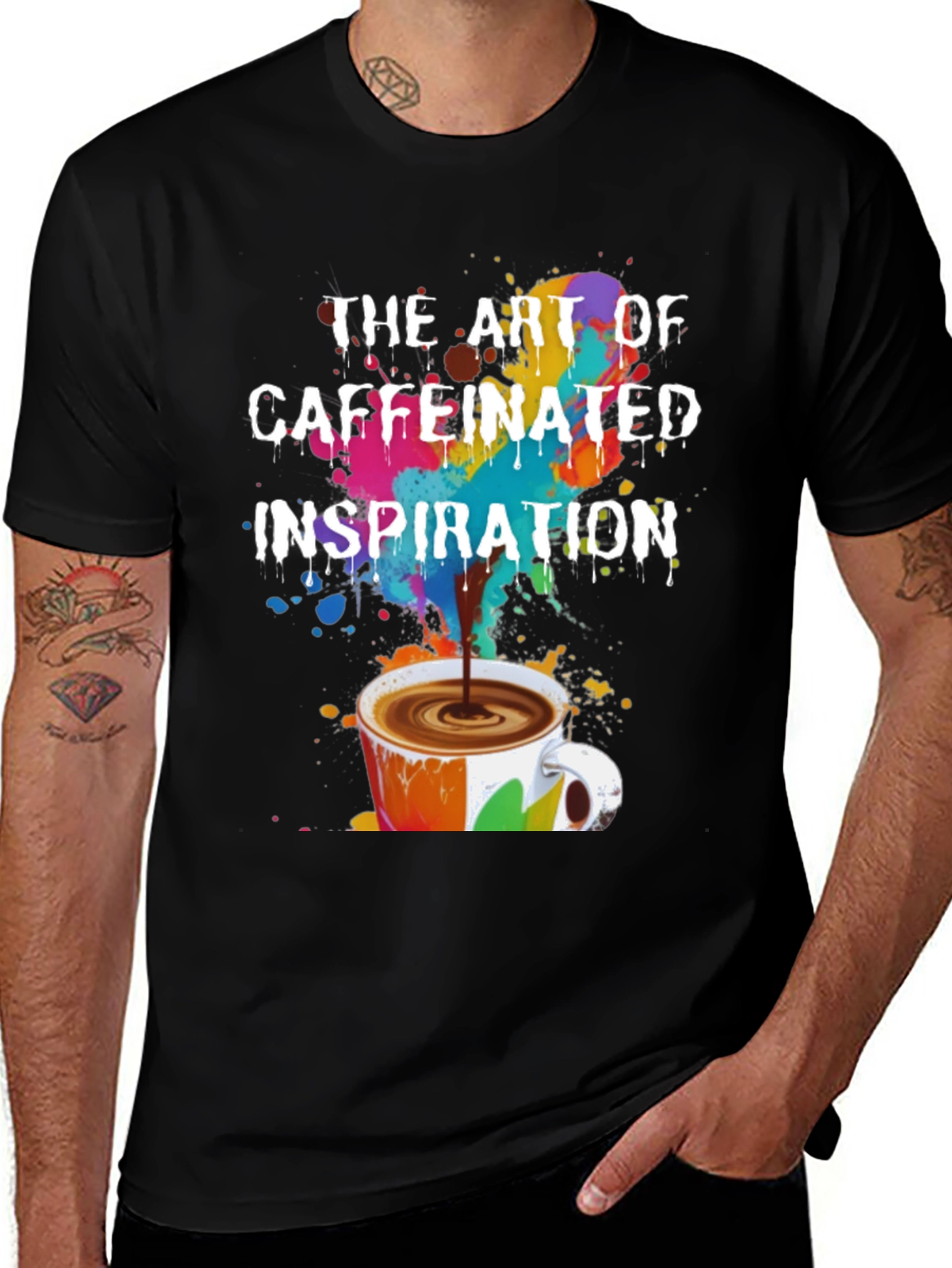 Variant 6 of Caffeinated Inspiration T-Shirt - Artistic Coffee Lover Tee