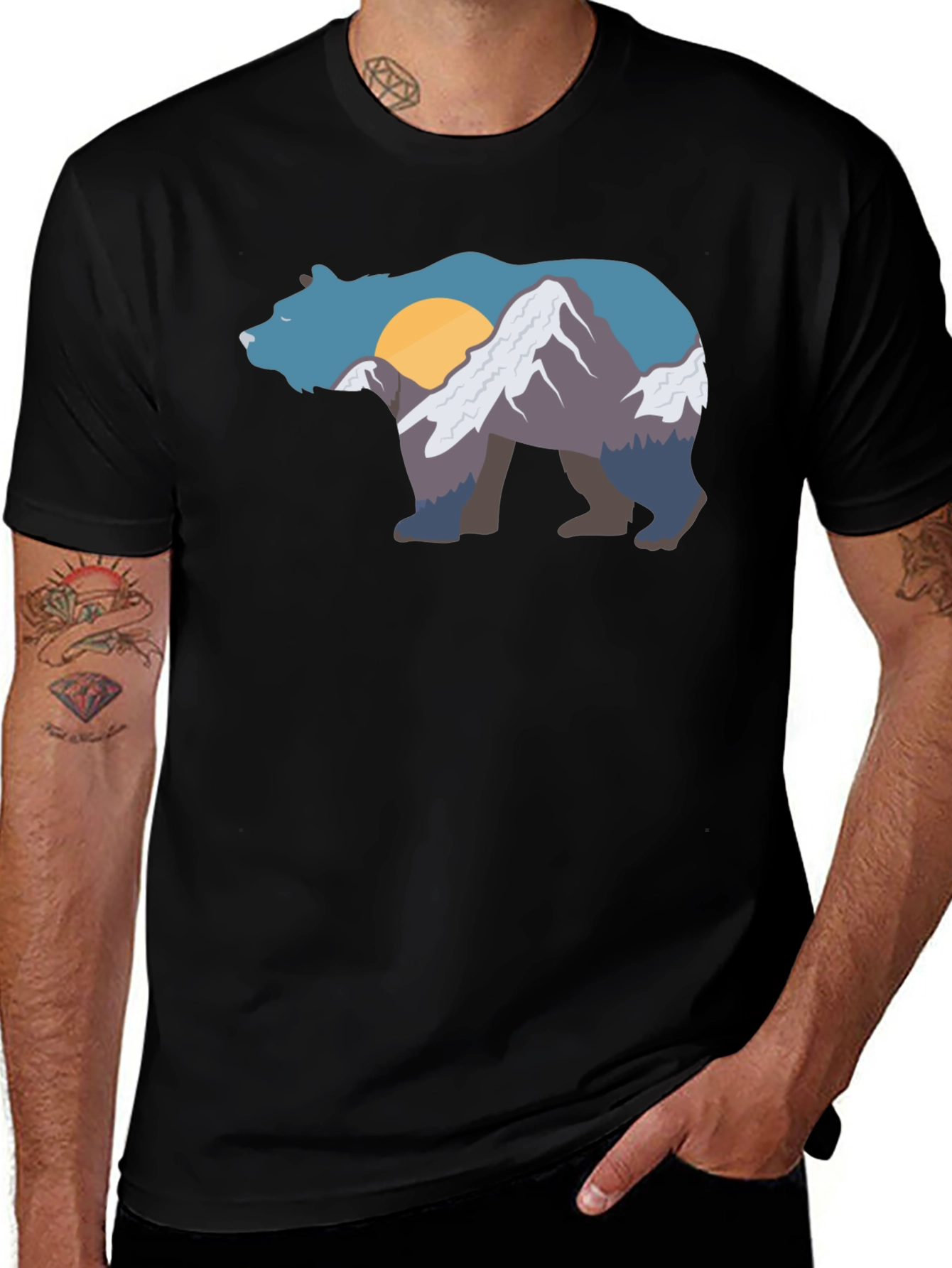 Variant 7 of Bear Mountain Graphic Tee - Black Crew Neck