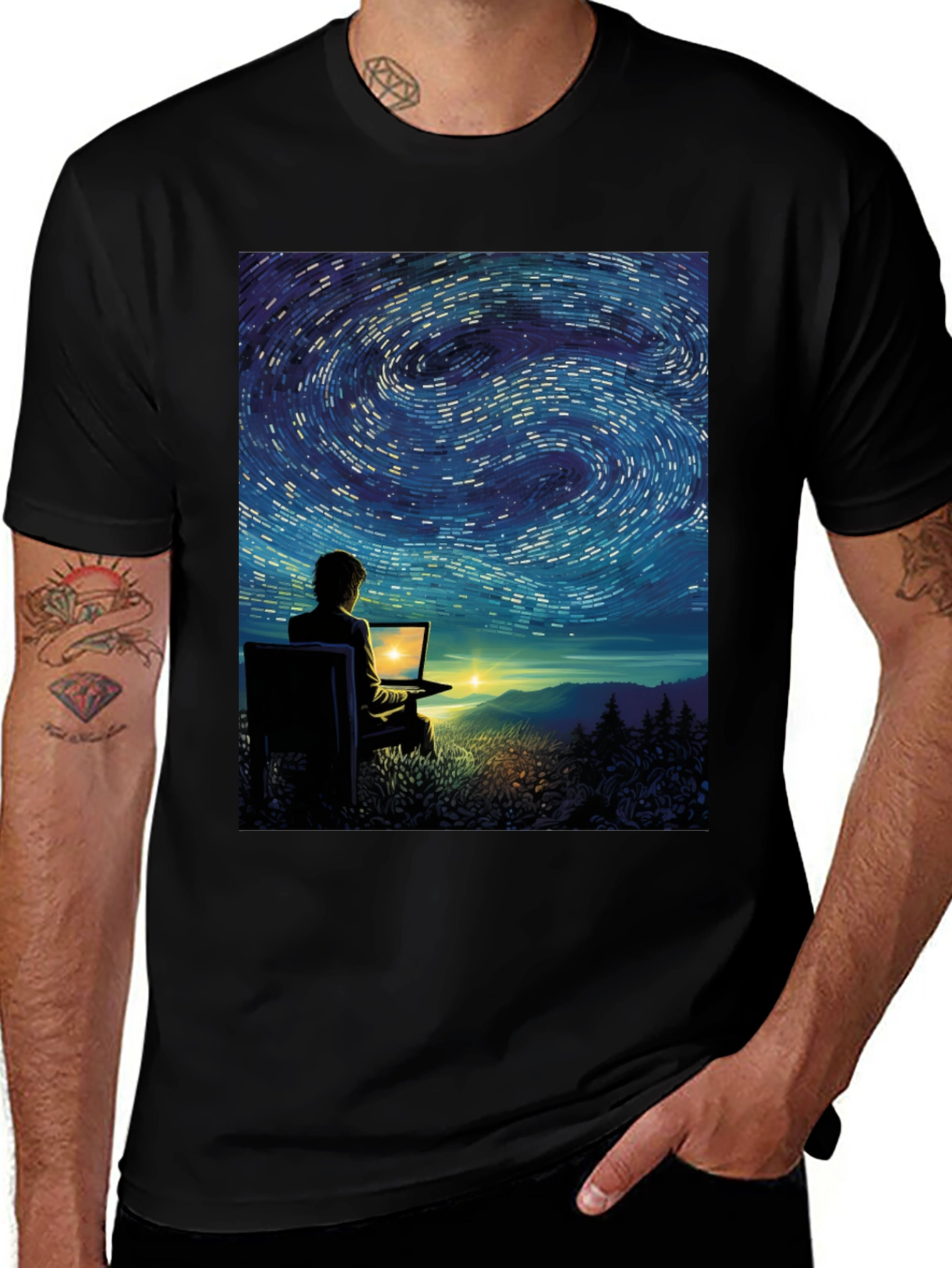 Variant 26 of Starry Night Coder Graphic T-Shirt
