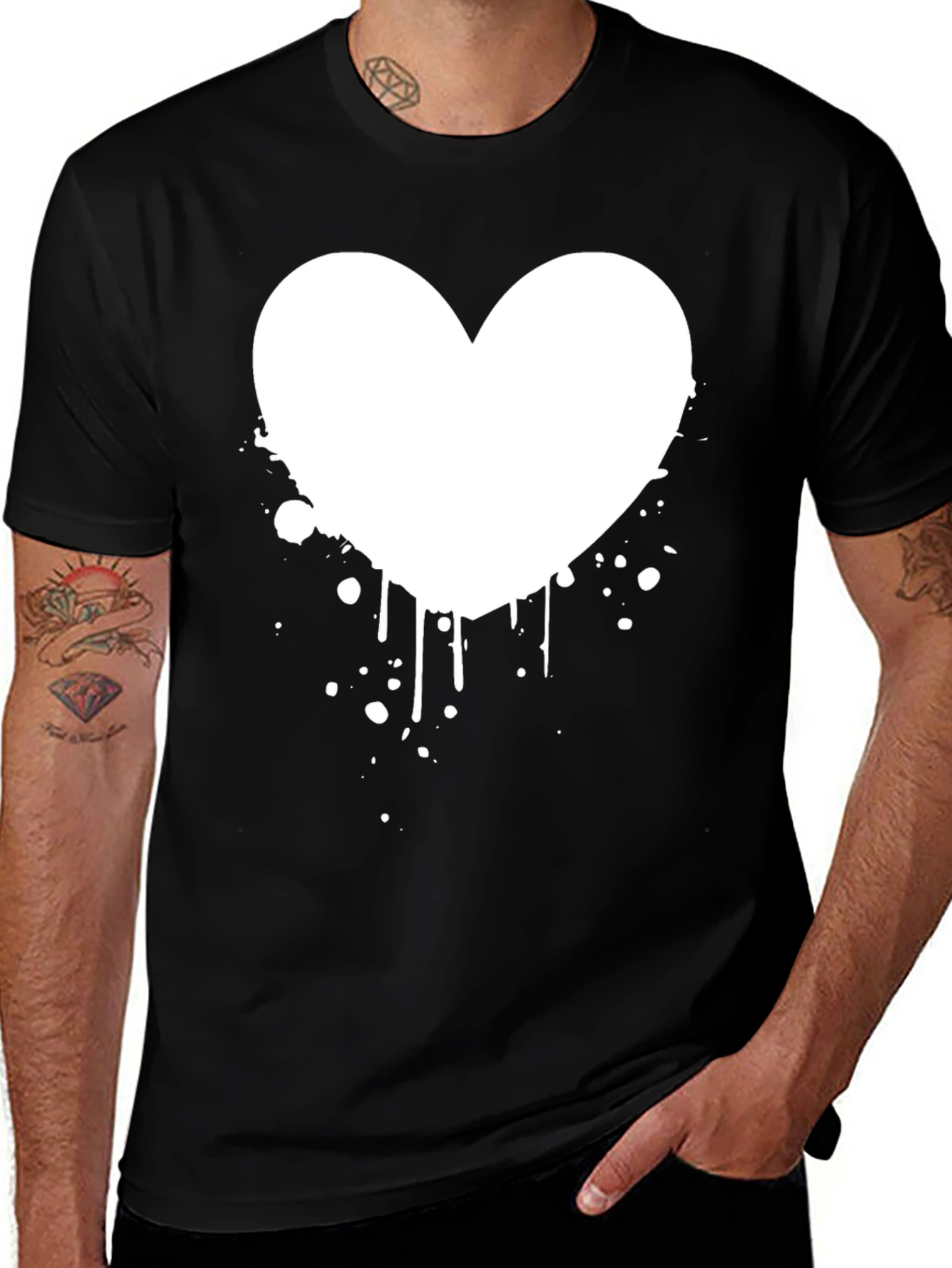 Heart Splash Graphic Black T-Shirt