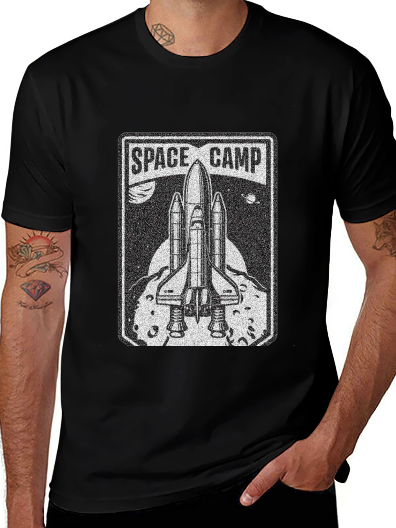 Space Camp Black Graphic T-Shirt