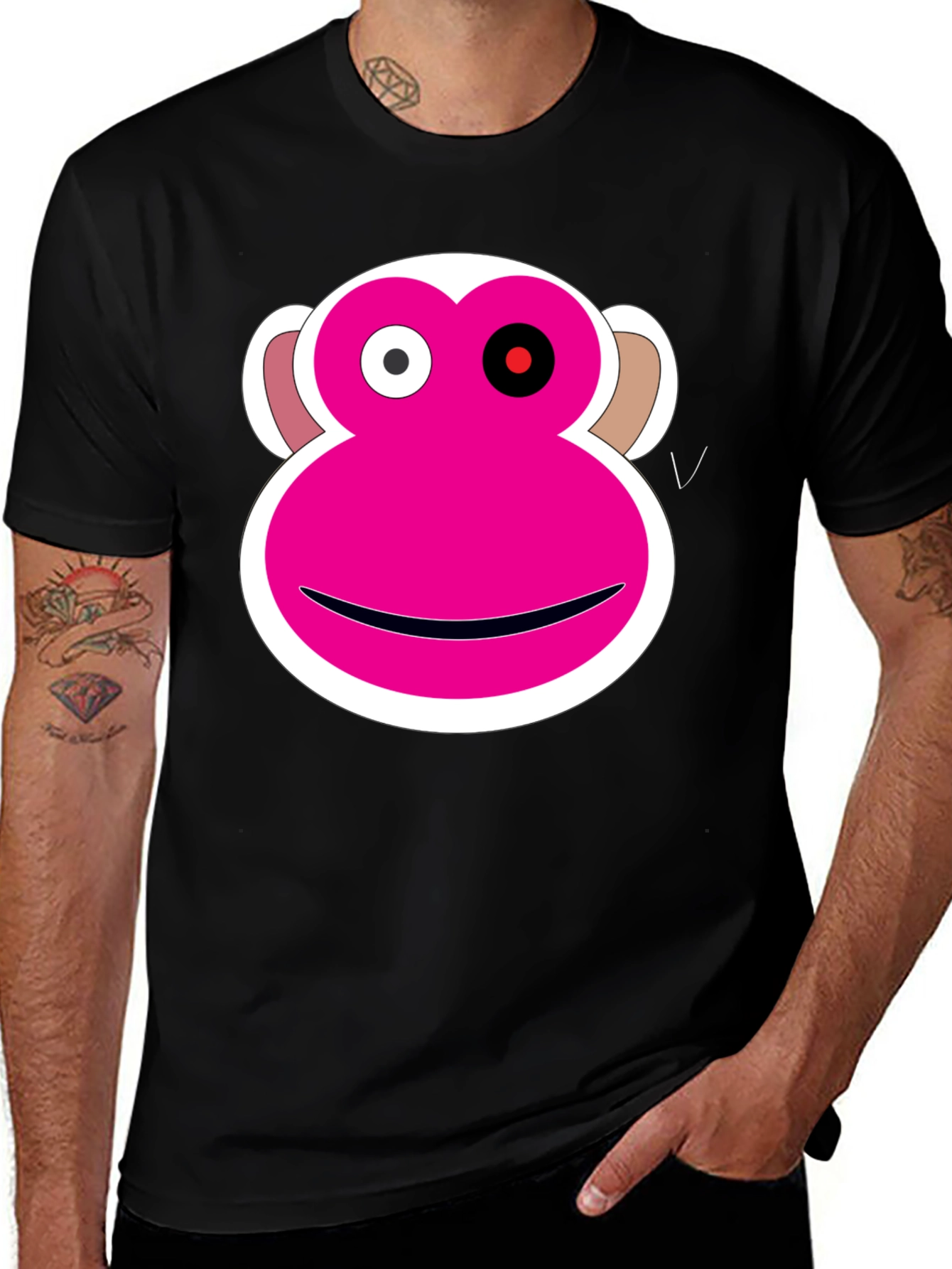 Variant 18 of Funky Monkey Face Graphic T-Shirt - Black