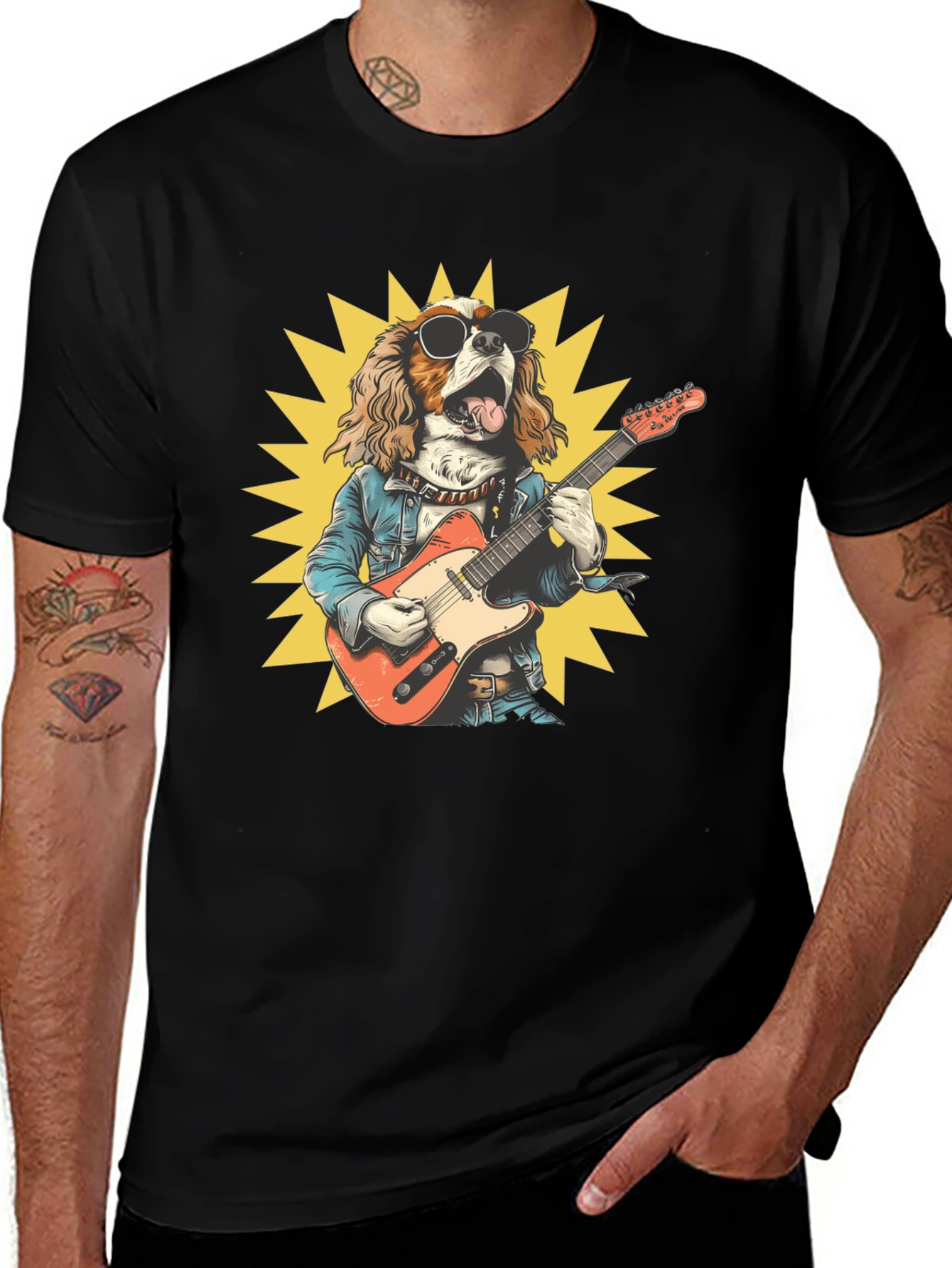Variant 5 of Dog Rocker T-Shirt: Cool Canine Guitarist