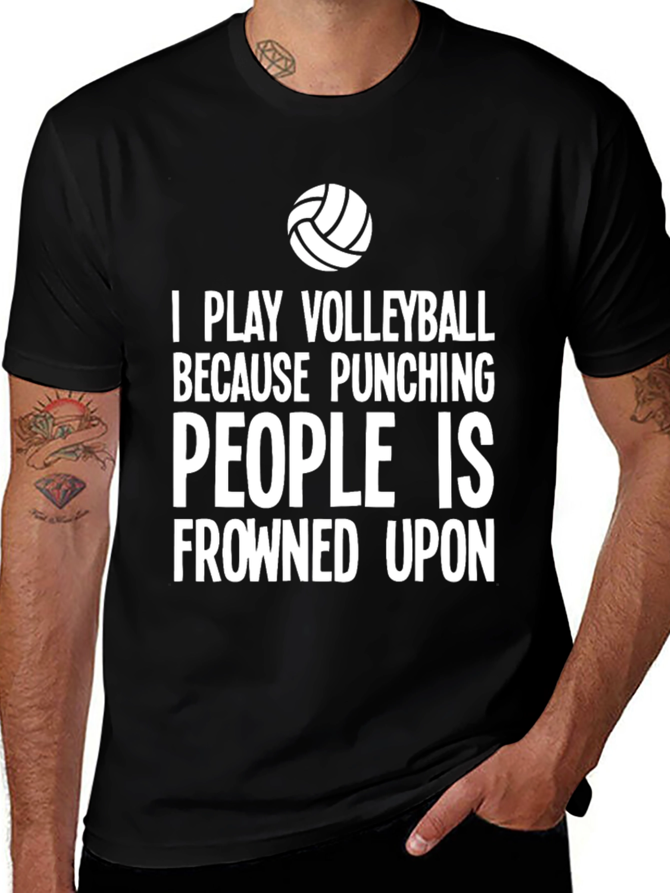Variant 12 of Funny Volleyball T-Shirt - Punching People Is Frowned Upon