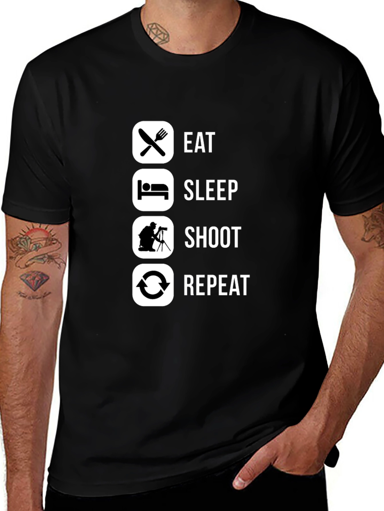 Variant 14 of Eat Sleep Shoot Repeat Photographer Graphic Tee