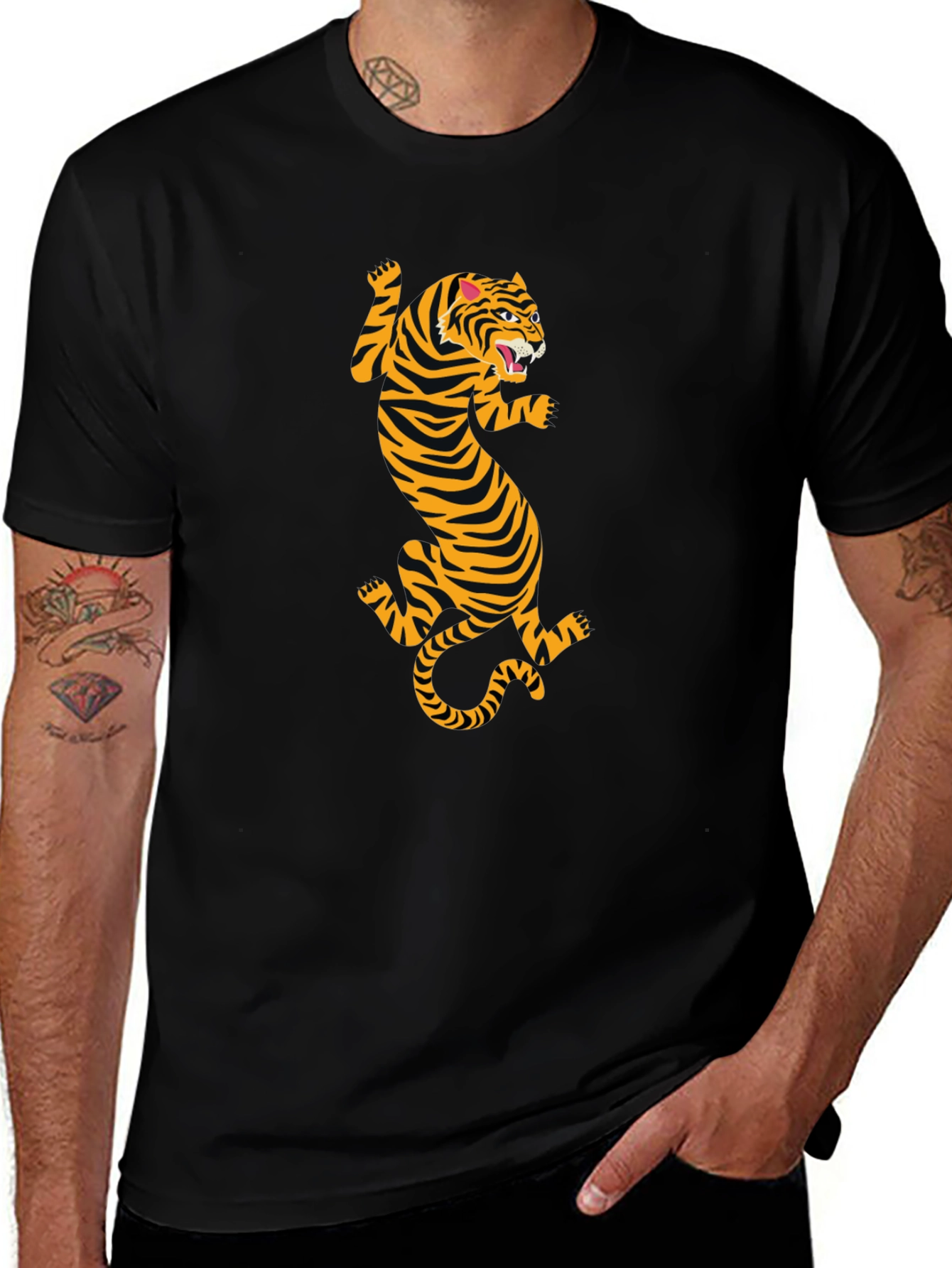 Variant 3 of Black T-Shirt with Tiger Print