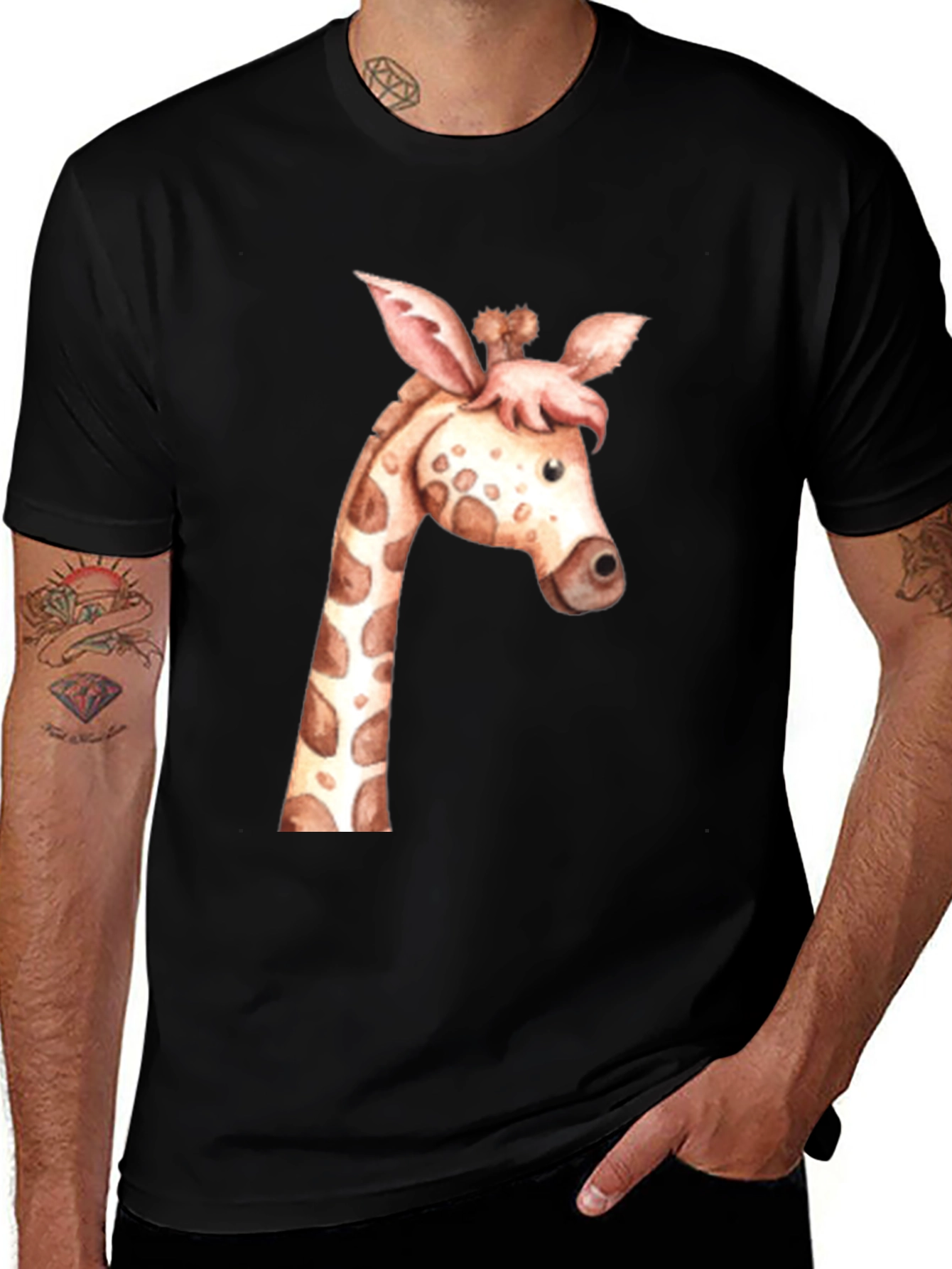 Black Giraffe Graphic Tee - Unisex Black T-Shirt main image