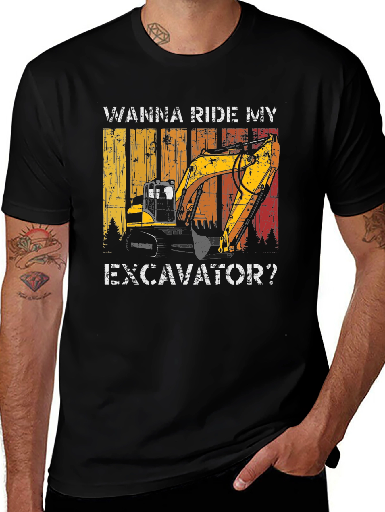 Variant 19 of Wanna Ride My Excavator T-Shirt - Construction Vehicle Graphic Tee