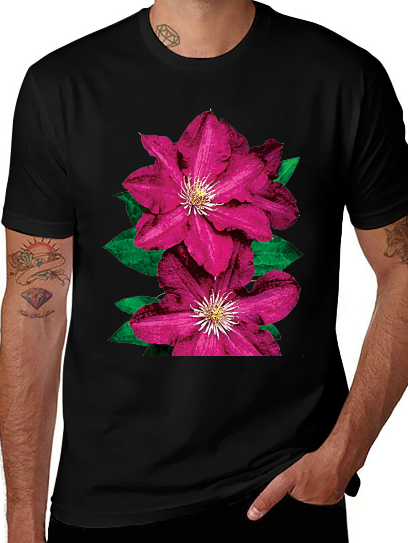 Variant 3 of Floral Print Black T-Shirt